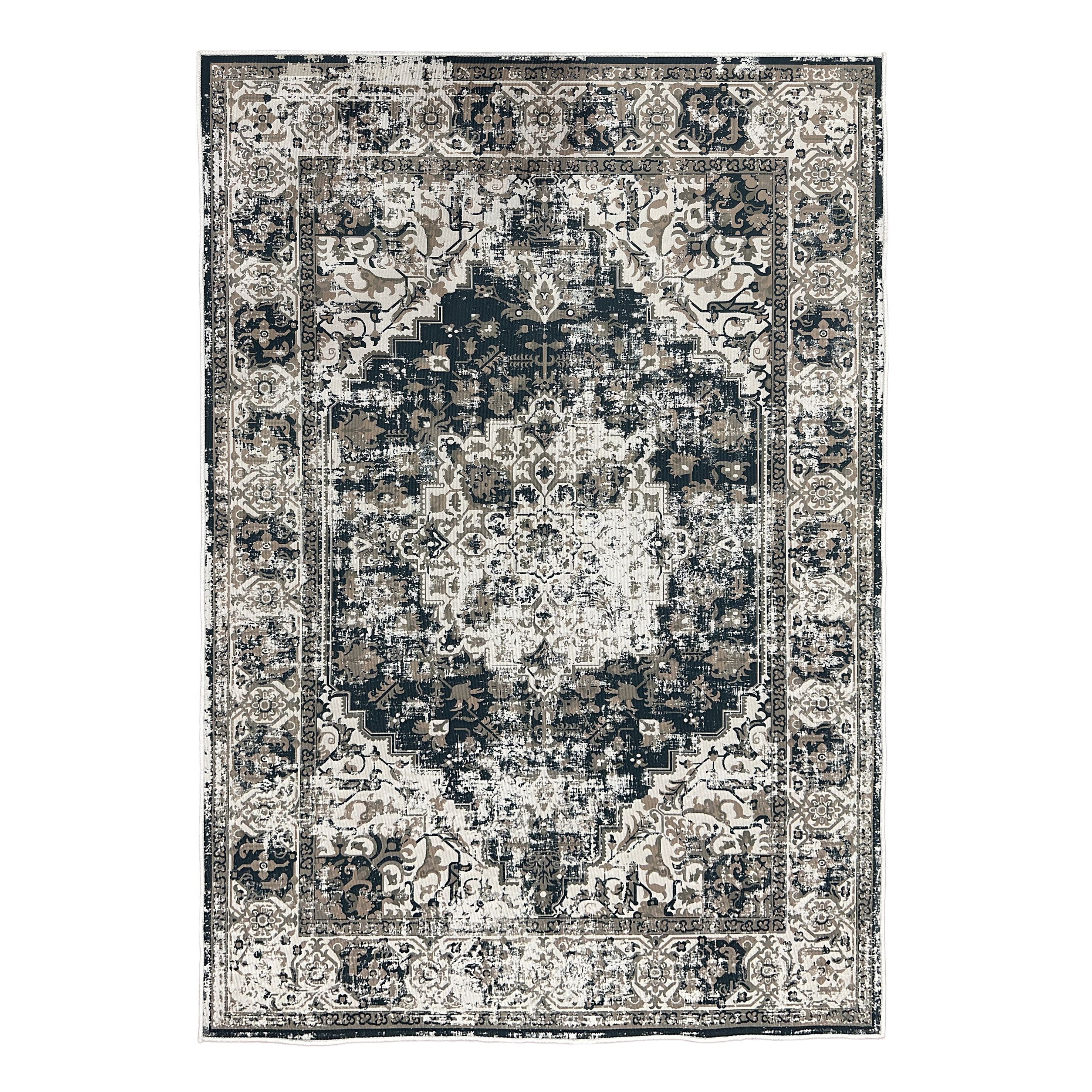 Tokyo Teal & Beige Medallion Medium Rug, (L)160cm x (W)120cm