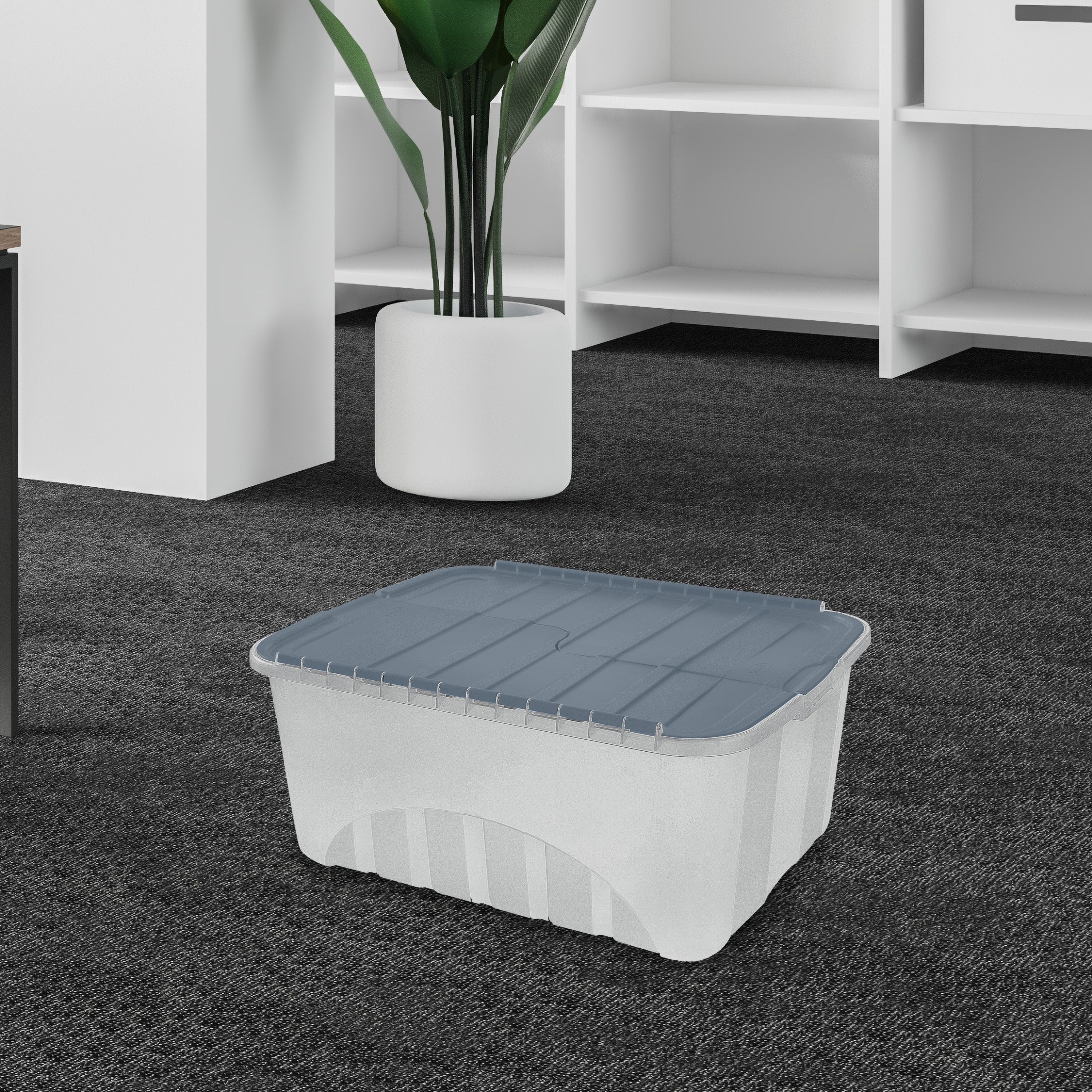 Tontarelli Croc Blue 14.5L Medium Plastic Stackable Storage box & Integrated lid