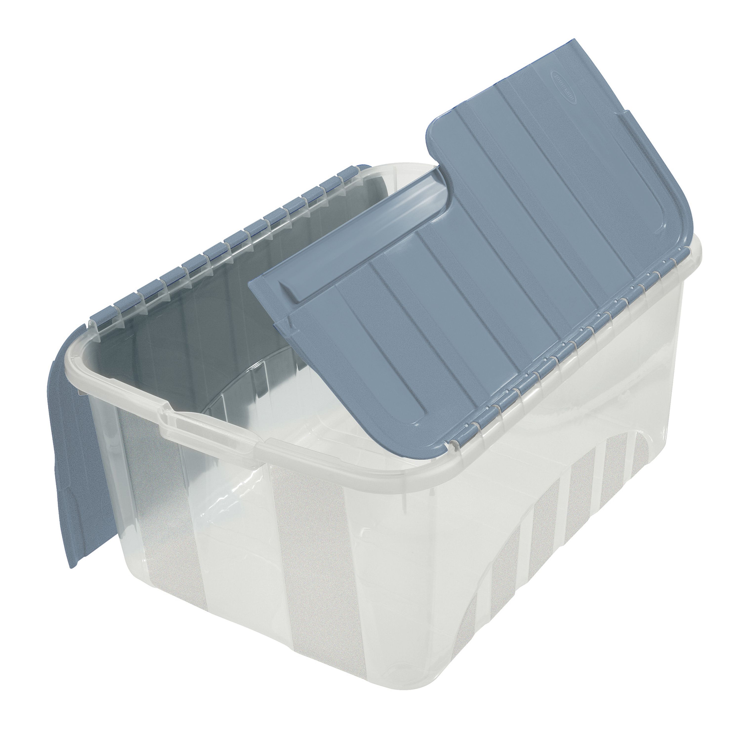 Tontarelli Croc Blue 50L Large Plastic Stackable Storage box & Integrated lid