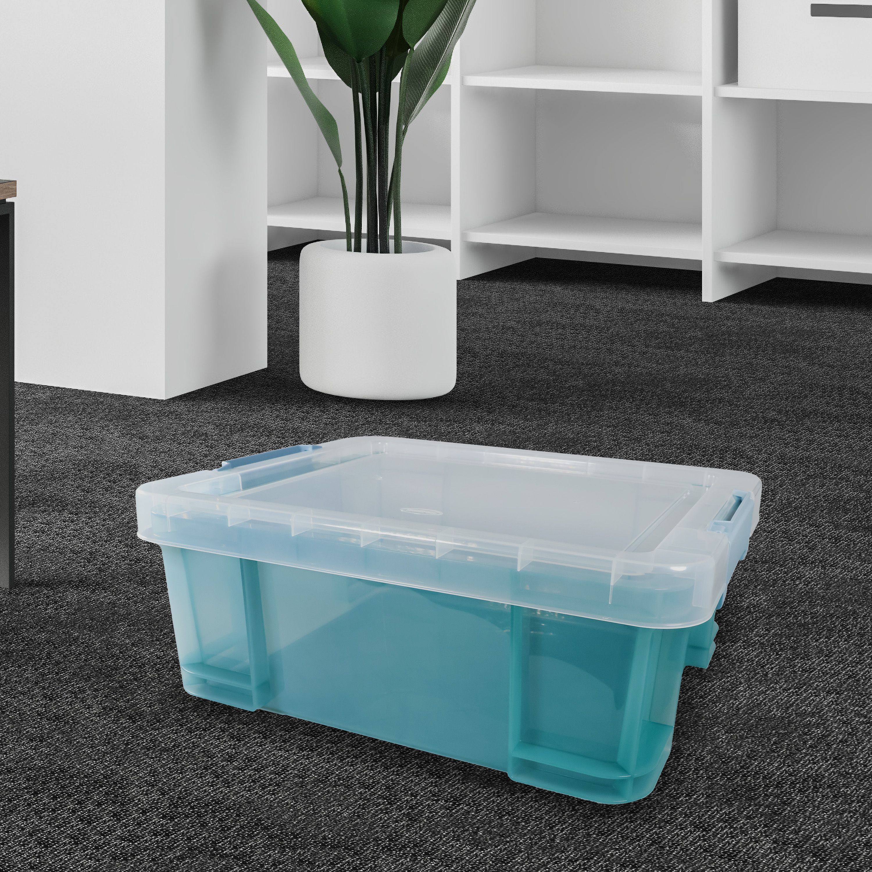 Tontarelli Pro store Heavy duty Blue 18L Medium Plastic Stackable Storage box with Lid