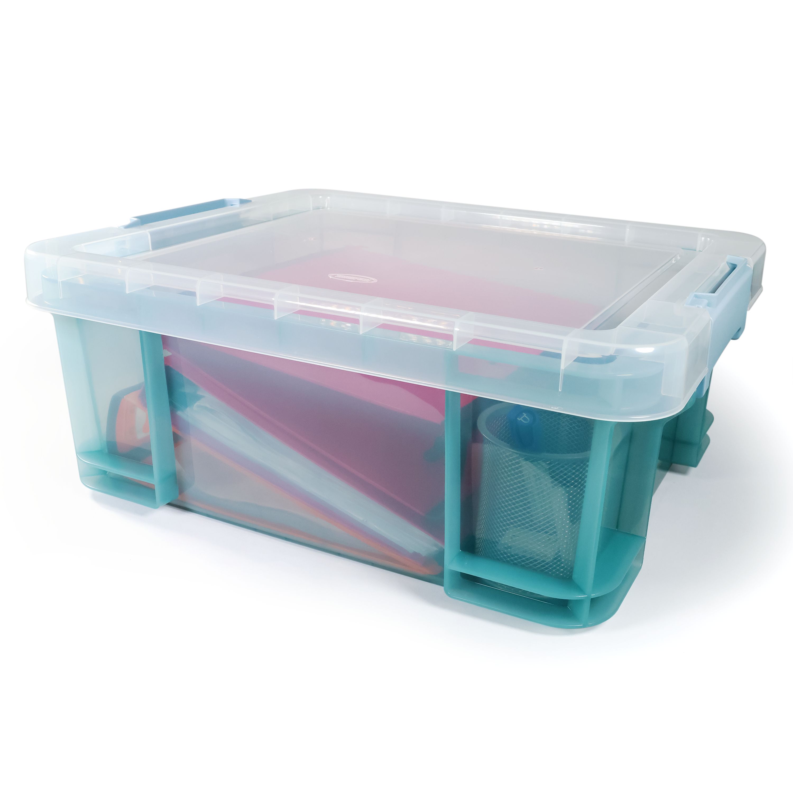 Tontarelli Pro store Heavy duty Blue 18L Medium Plastic Stackable Storage box with Lid