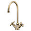 Torc Antique brass effect Kitchen Twin lever Tap