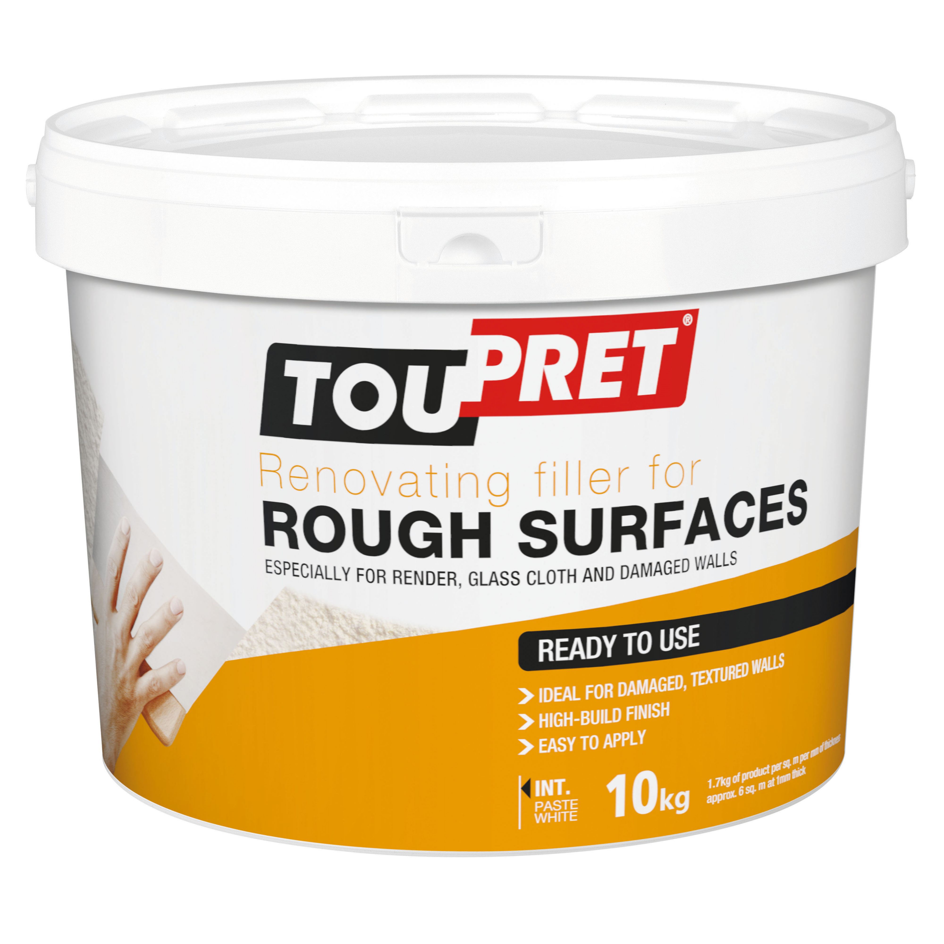 Toupret Rough surface Ready mixed Finishing plaster, 10kg Tub
