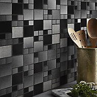 Tourino Black Metal effect Stainless steel Mosaic tile, (L)300mm (W)300mm