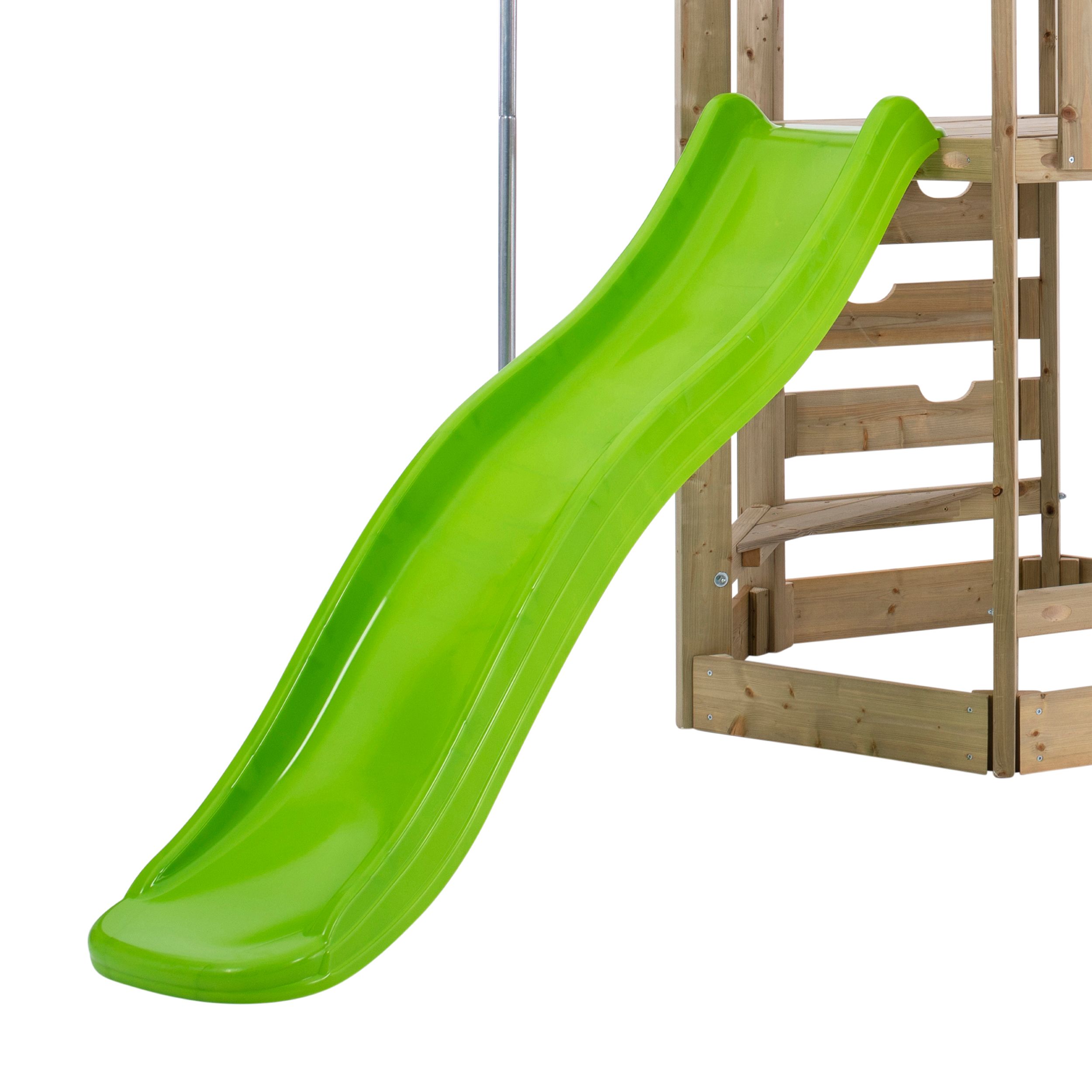 TP Toys Castlewood Brown & Green Wood Swing & slide (L) 2680mm x (W) 3340mm