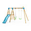 TP Toys Knightswood Double Brown & Green Wood Swing & slide