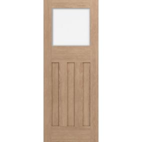 Traditional Clear Glazed Veneered Timber Oak veneer Internal Door, (H)1981mm (W)686mm (T)35mm