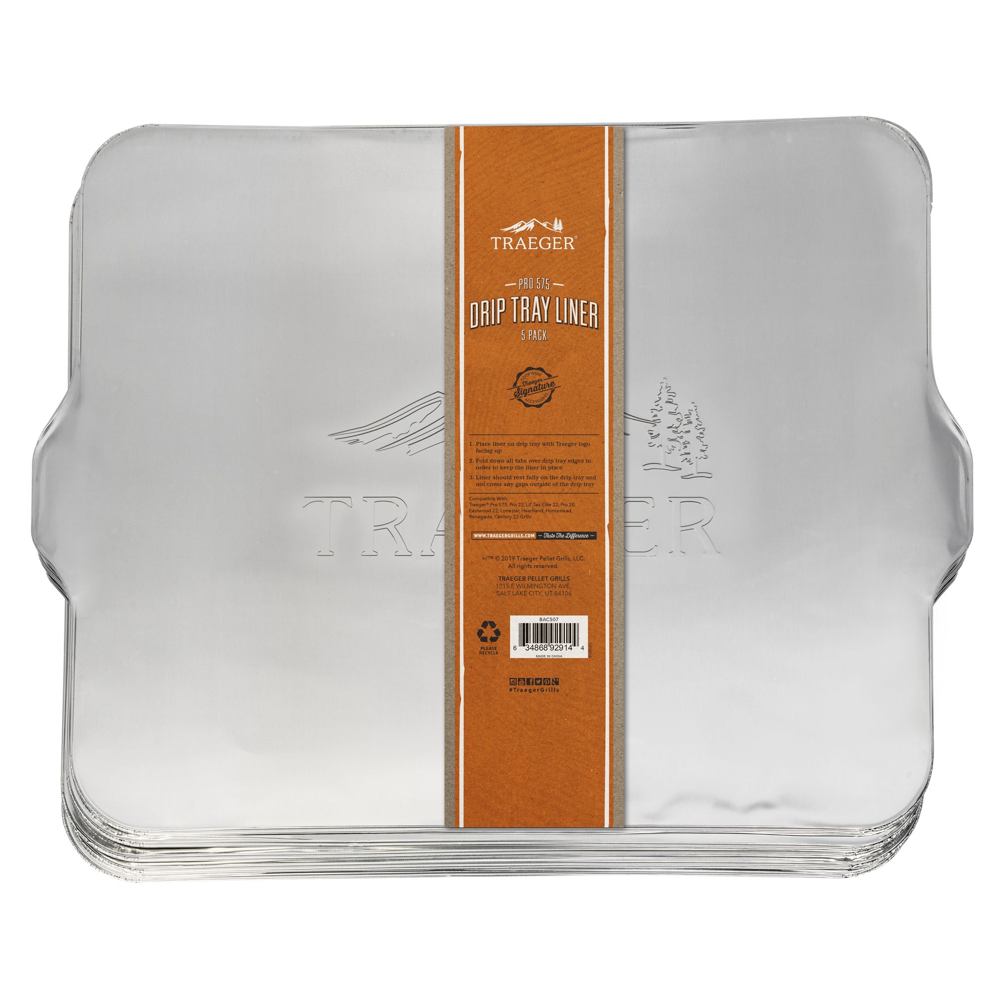 Traeger Aluminium Disposable Grease tray liner, Pack of 5