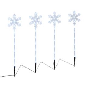 Transparent LED Snowflakes Stake light, Set of 4