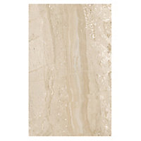 Travertina Light beige Gloss Flat Ceramic Wall Tile, Pack of 10, (L)402.4mm (W)251.6mm