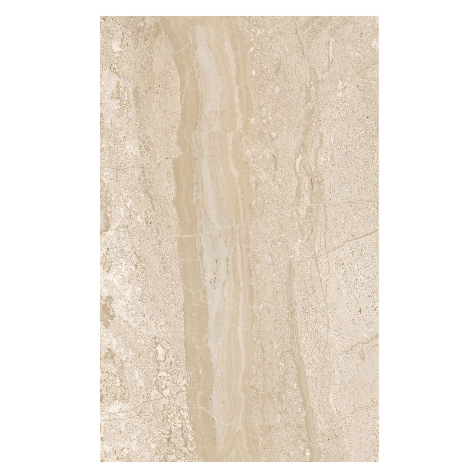 Travertina Light beige Gloss Marble effect Ceramic Wall Tile Sample