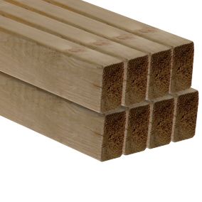 Treated Smooth Planed Round edge Pine CLS timber (L)2.4m (W)63mm (T)38mm, Pack of 8 273944