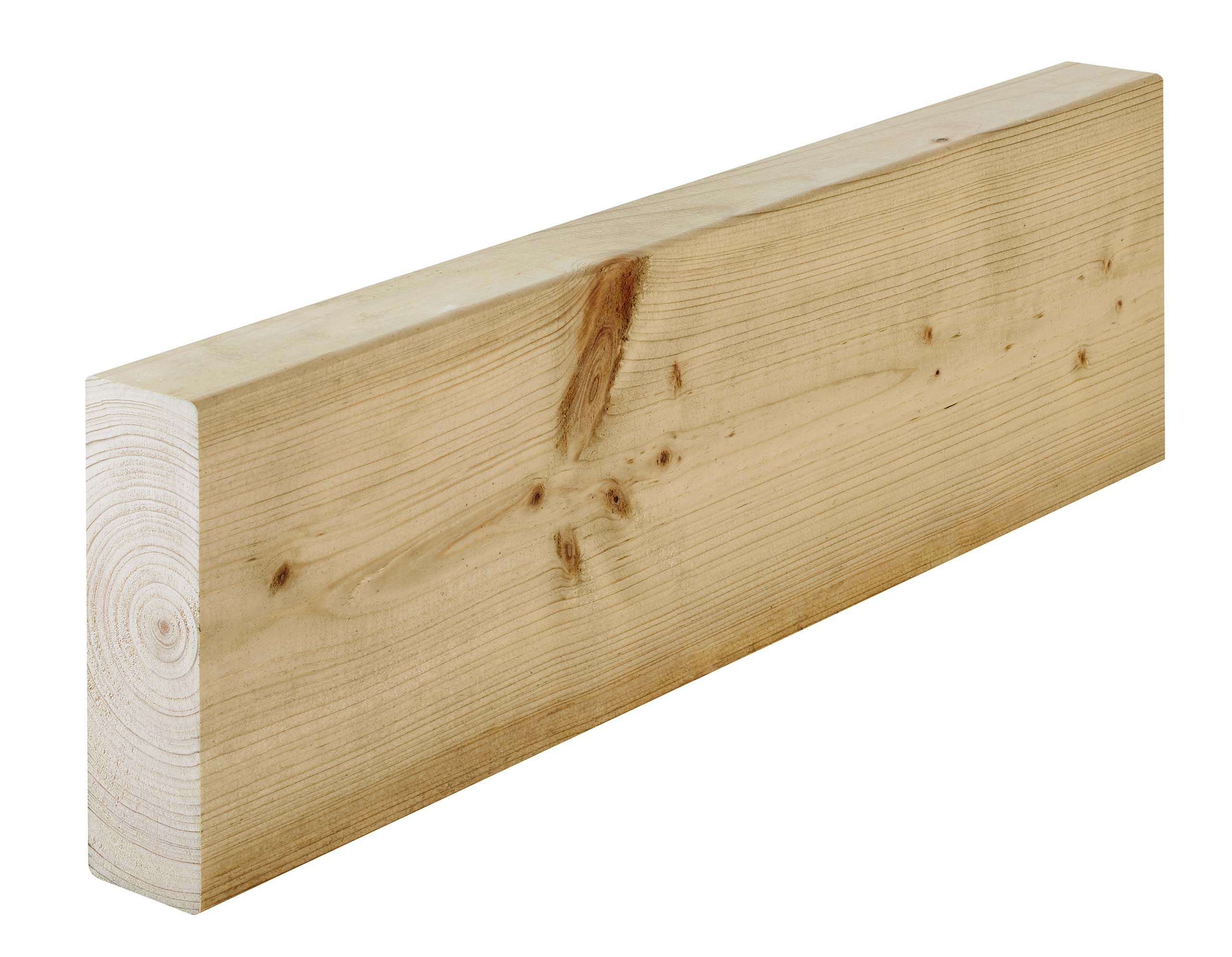 Treated Smooth Planed Round edge Treated Redwood pine Carcassing timber (L)2.4m (W)145mm (T)45mm, Pack of 3