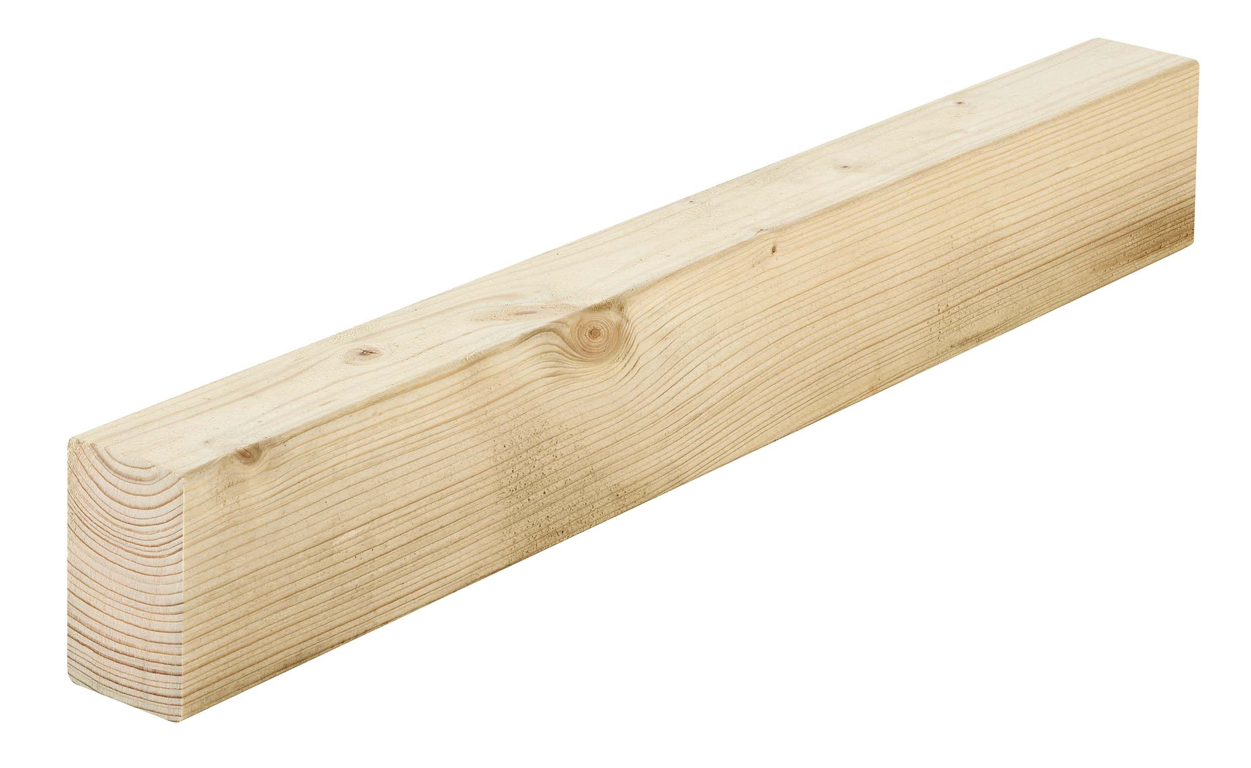 Treated Smooth Planed Round edge Treated Redwood pine Carcassing timber (L)2.4m (W)70mm (T)45mm, Pack of 6