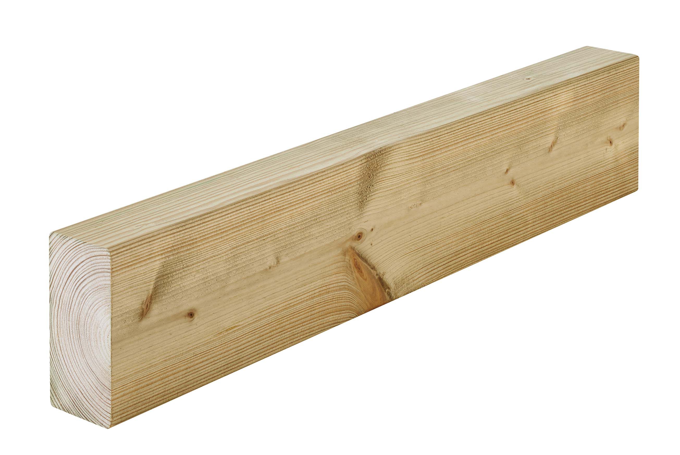 Treated Smooth Planed Round edge Treated Redwood pine Carcassing timber (L)2.4m (W)95mm (T)45mm, Pack of 4