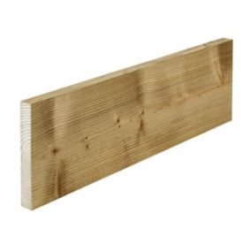 Treated Whitewood spruce Timber (L)2.4m (W)150mm (T)22mm, Pack of 4