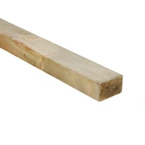 Treated Whitewood spruce Timber (L)2.4m (W)75mm (T)47mm, Pack of 4