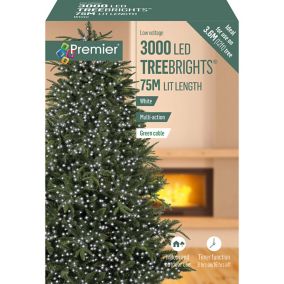 Treebrights 3000 White LED String lights Green cable