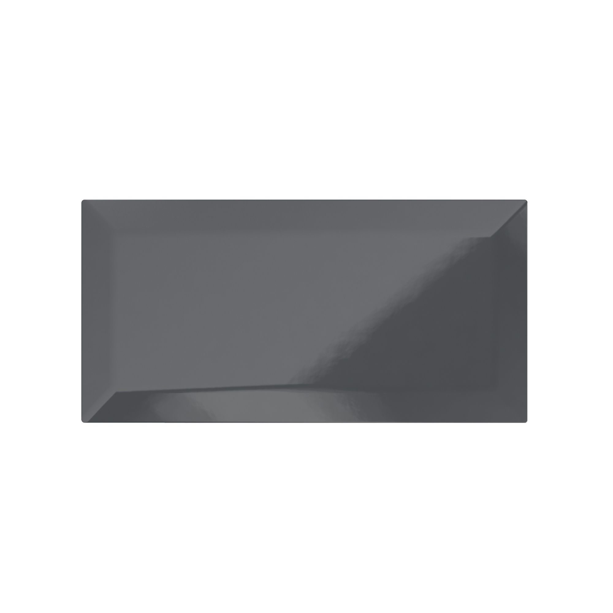 Trentie Anthracite Gloss Metro Ceramic Wall Tile, Pack of 40, (L)200mm (W)100mm