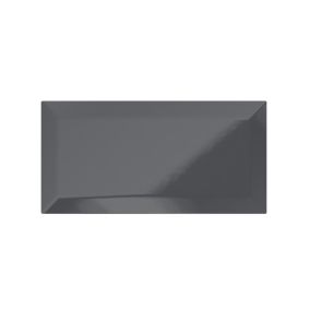 Trentie Anthracite Gloss Metro Ceramic Wall tile, Pack of 40, (L)200mm (W)100mm