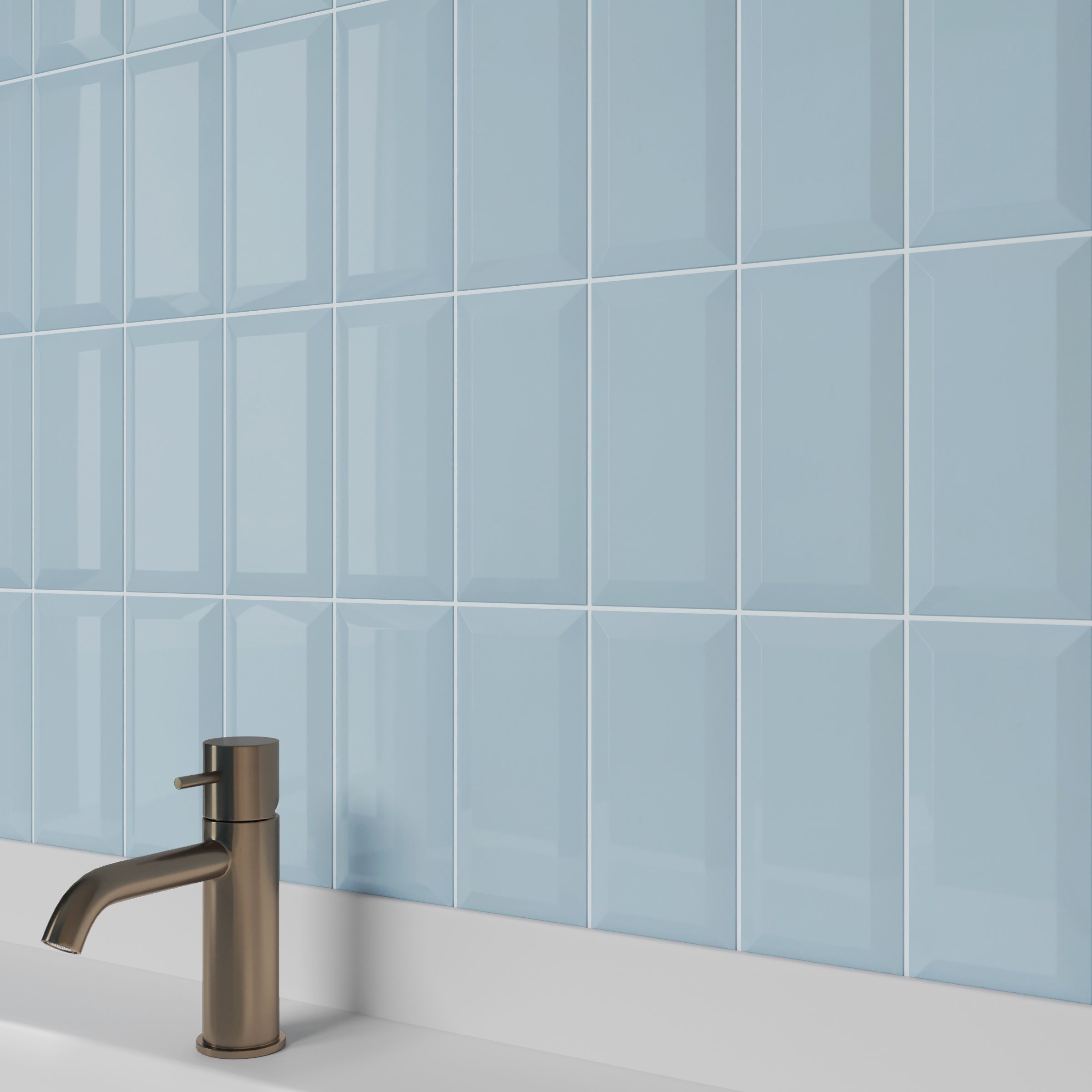 Trentie Blue Gloss Metro Ceramic Indoor Wall Tile Sample