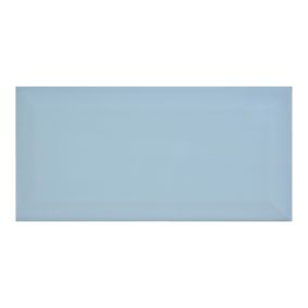 Trentie Blue Gloss Metro Ceramic Wall tile, Pack of 40, (L)200mm (W)100mm