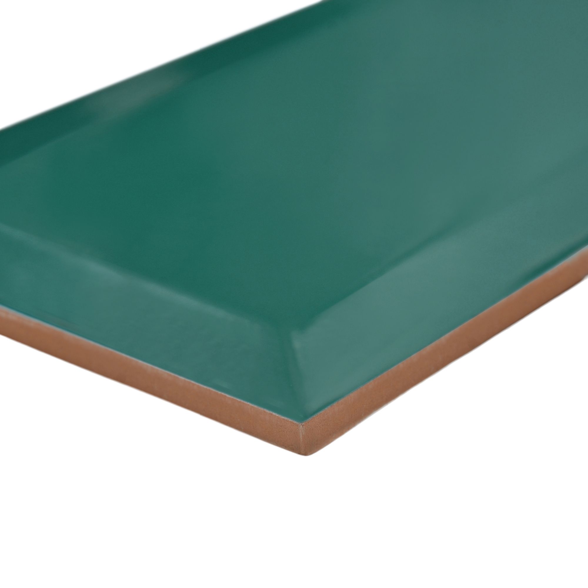 Trentie Dark green Gloss Metro Ceramic Wall tile, Pack of 40, (L)200mm (W)100mm