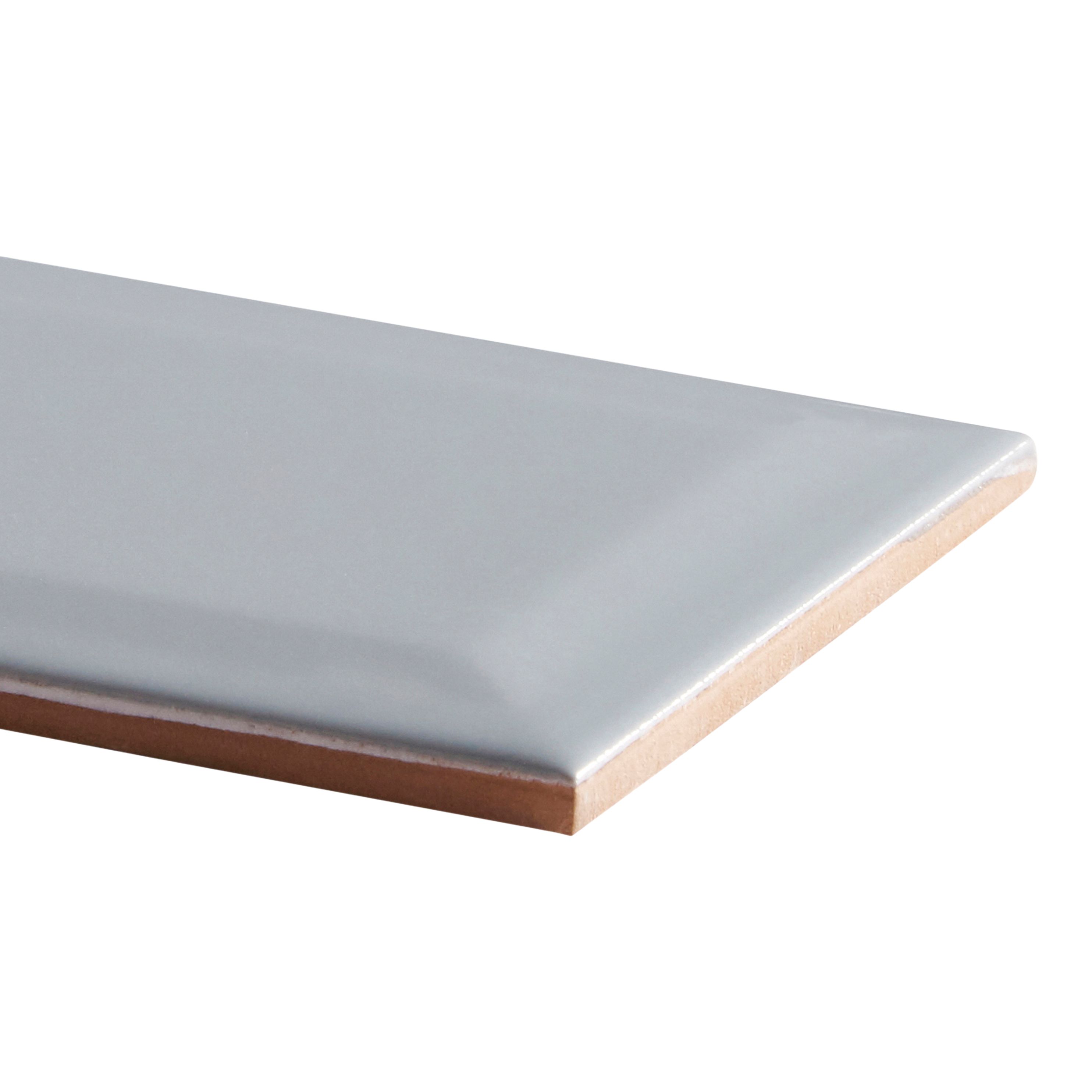 Trentie Grey Gloss Metro Ceramic Wall Tile, Pack of 40, (L)200mm (W)100mm