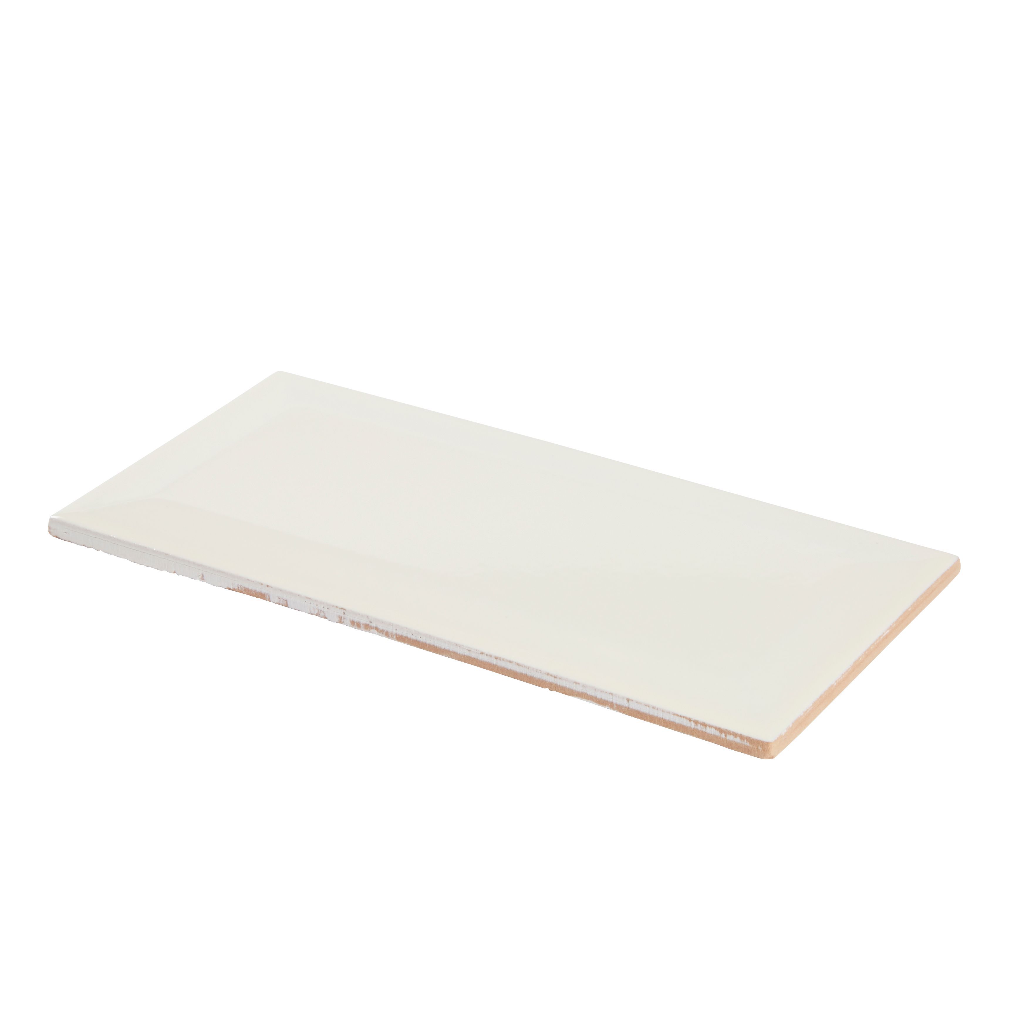Trentie Ivory Gloss Metro Ceramic Wall Tile, Pack of 40, (L)200mm (W)100mm