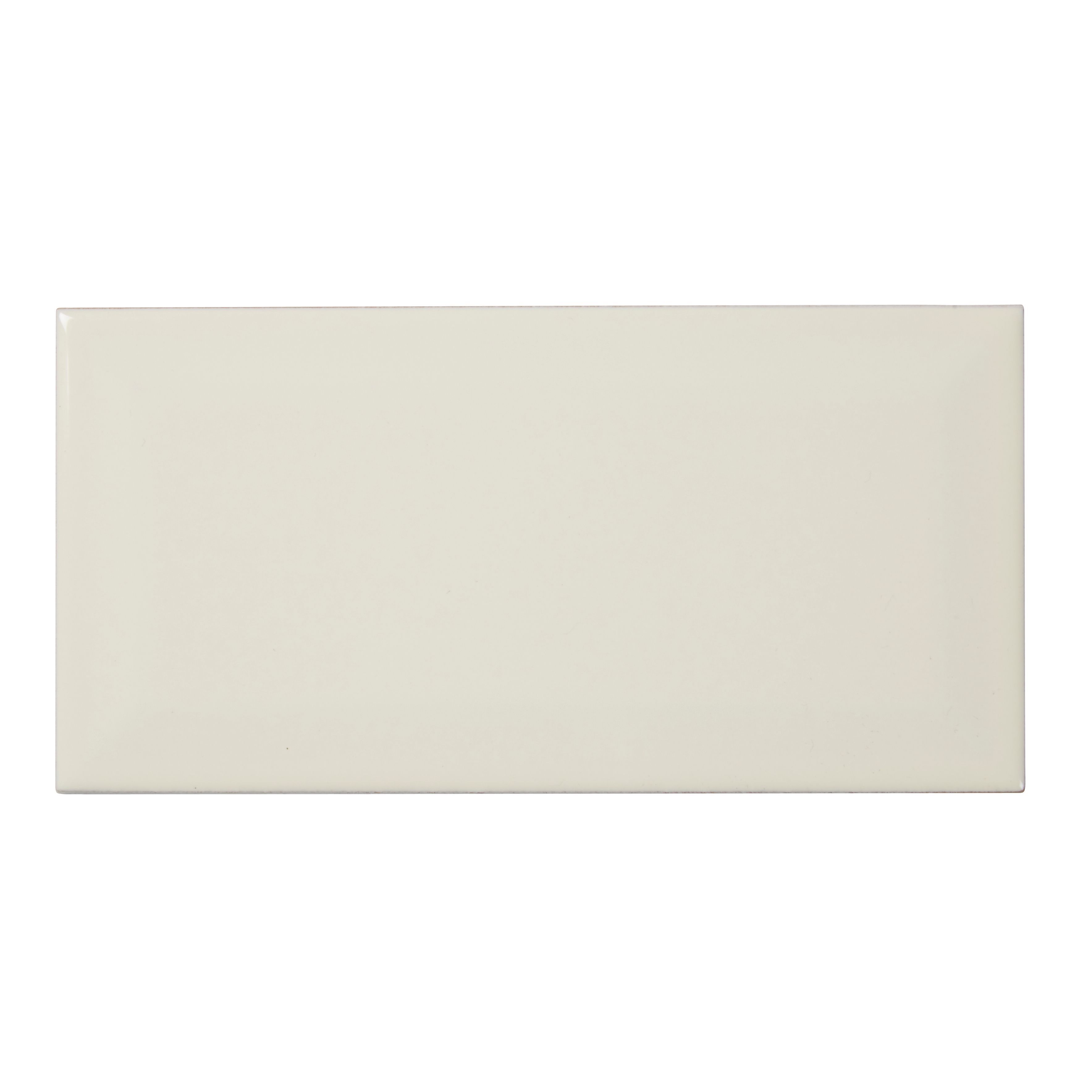Trentie Ivory Gloss Metro Ceramic Wall Tile, Pack of 40, (L)200mm (W)100mm