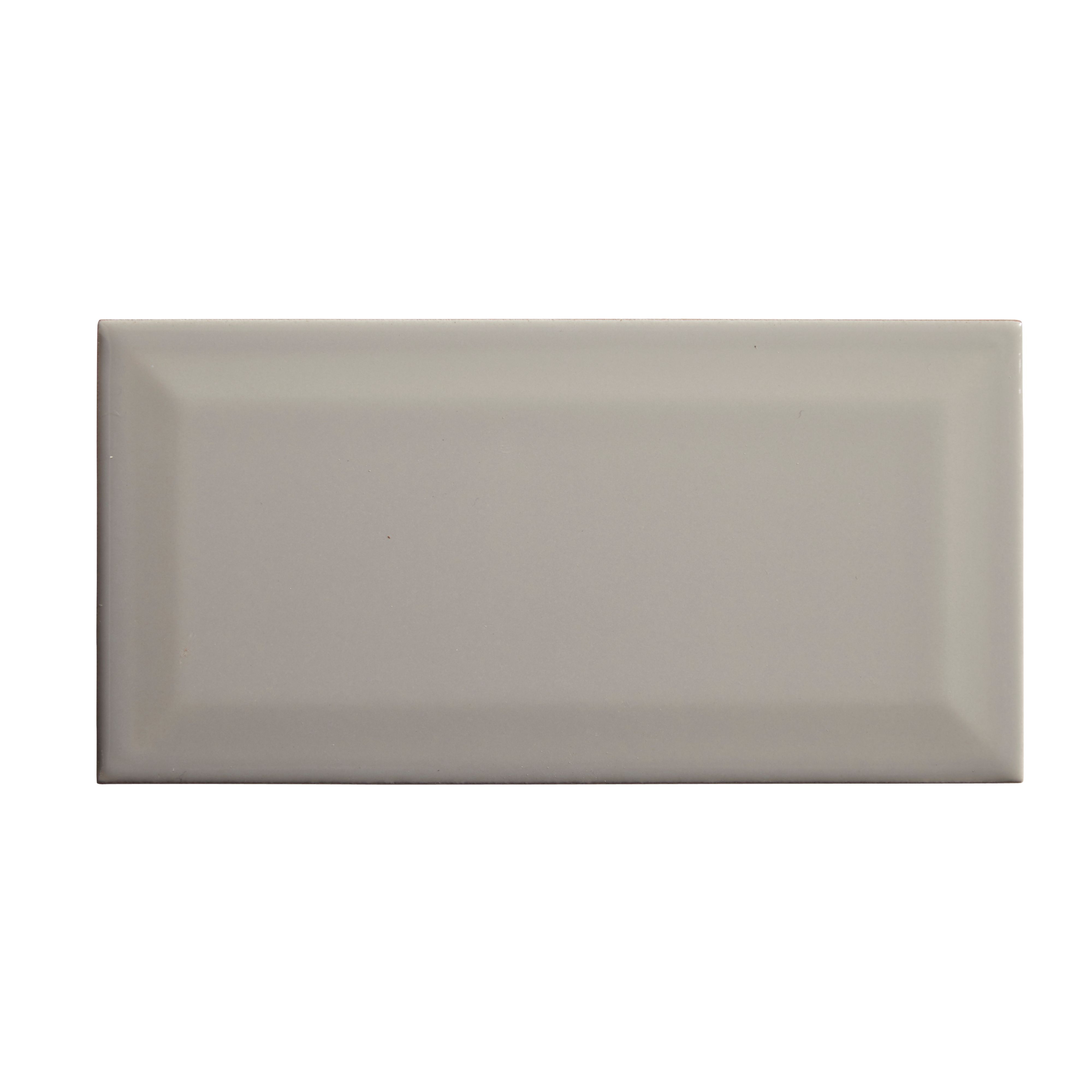 Trentie Taupe Gloss Metro Ceramic Wall Tile, Pack of 40, (L)200mm (W)100mm