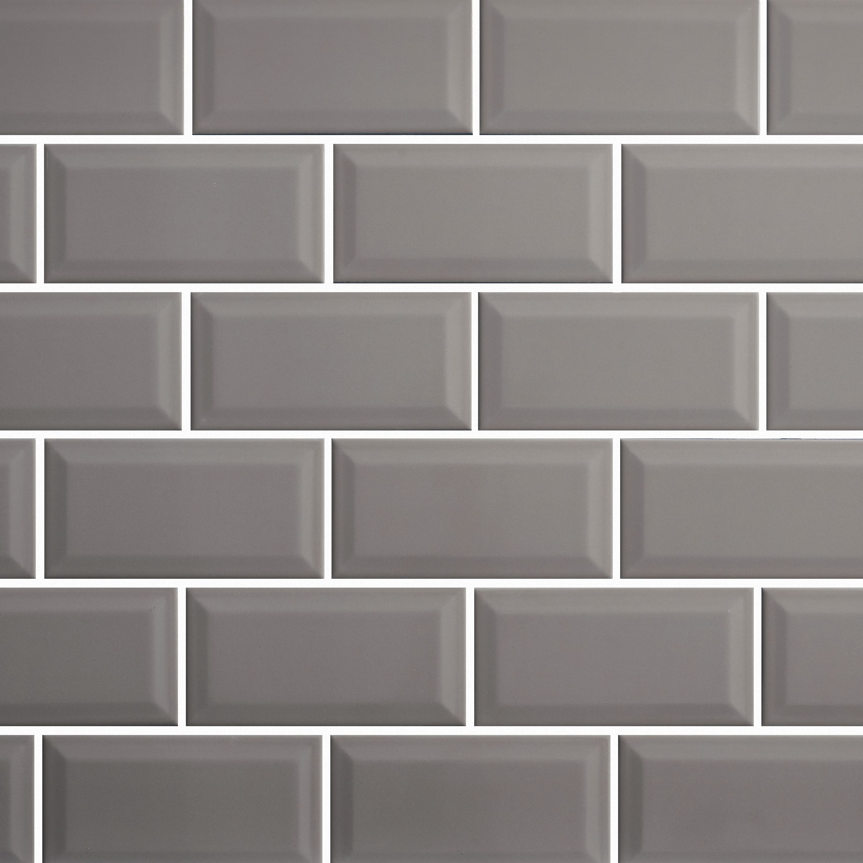 Trentie Taupe Gloss Metro Ceramic Wall Tile, Pack of 40, (L)200mm (W)100mm