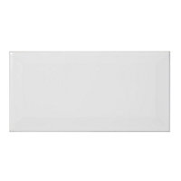 Trentie White Gloss Metro Ceramic Indoor Wall Tile, Pack of 40, (L)200mm (W)100mm