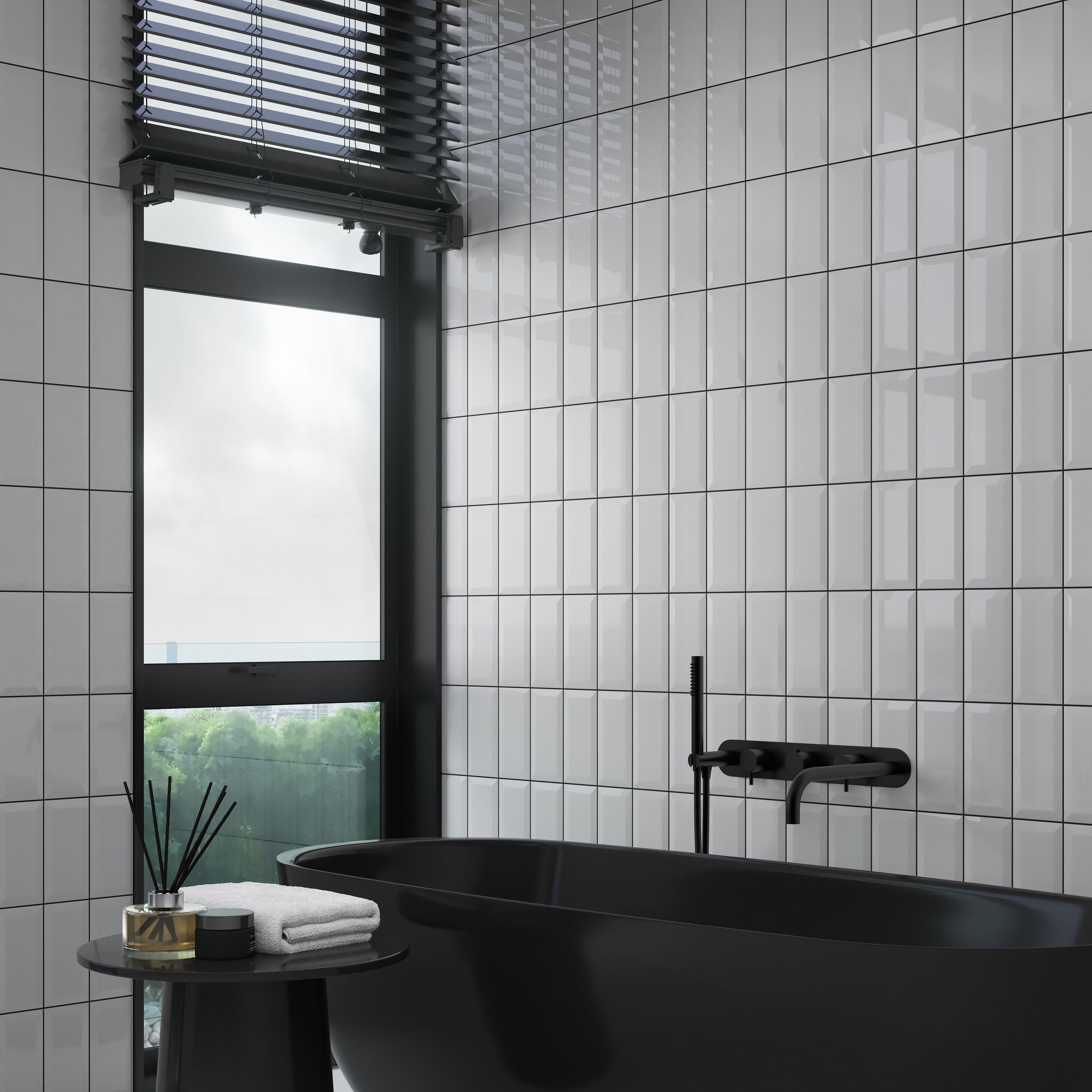 Trentie White Gloss Metro Ceramic Indoor Wall Tile Sample