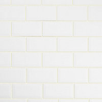 Trentie White Gloss Metro Ceramic Tile, Pack of 48, (L)200mm (W)100mm
