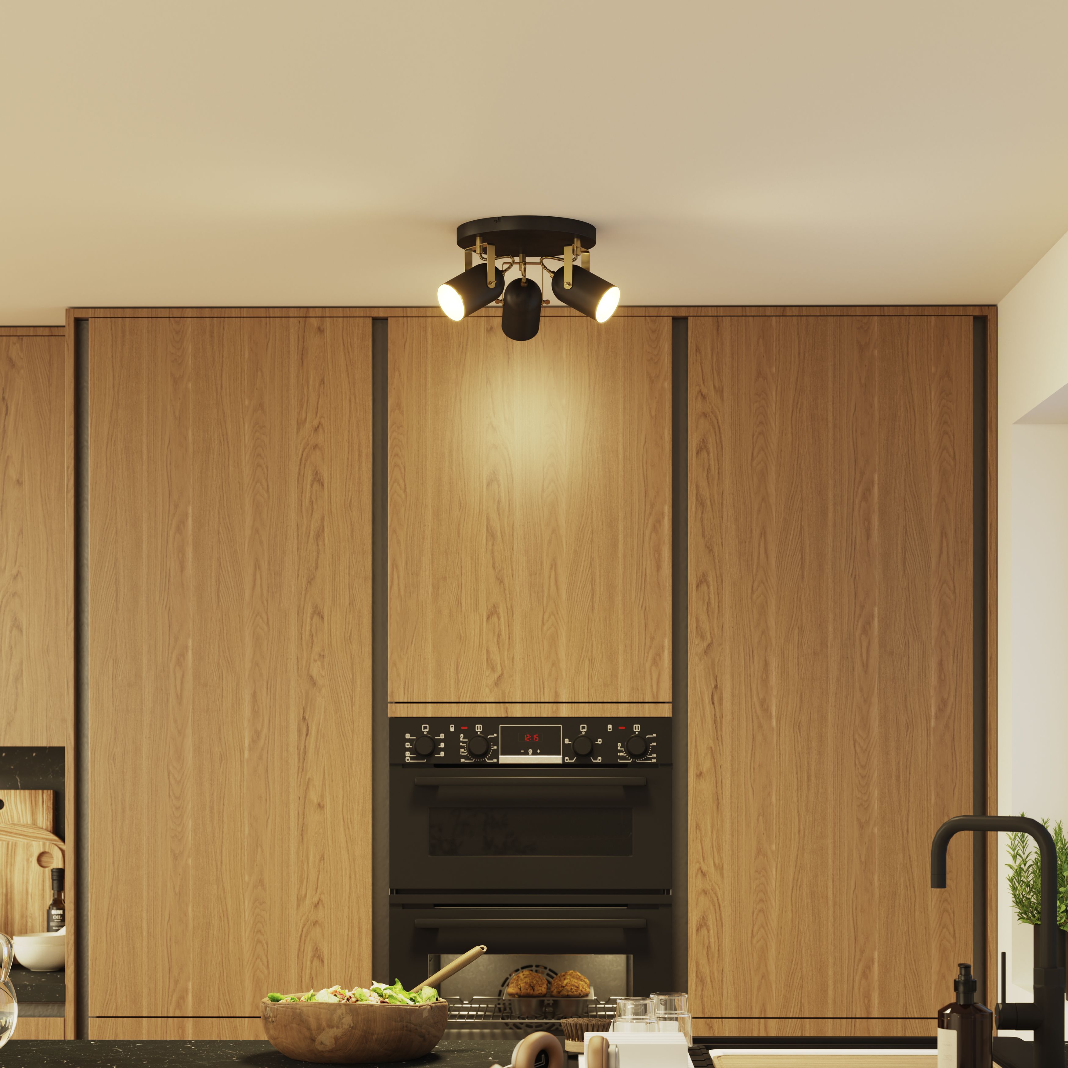 Tring Plate Matt Gold effect 3 Light Spotlight