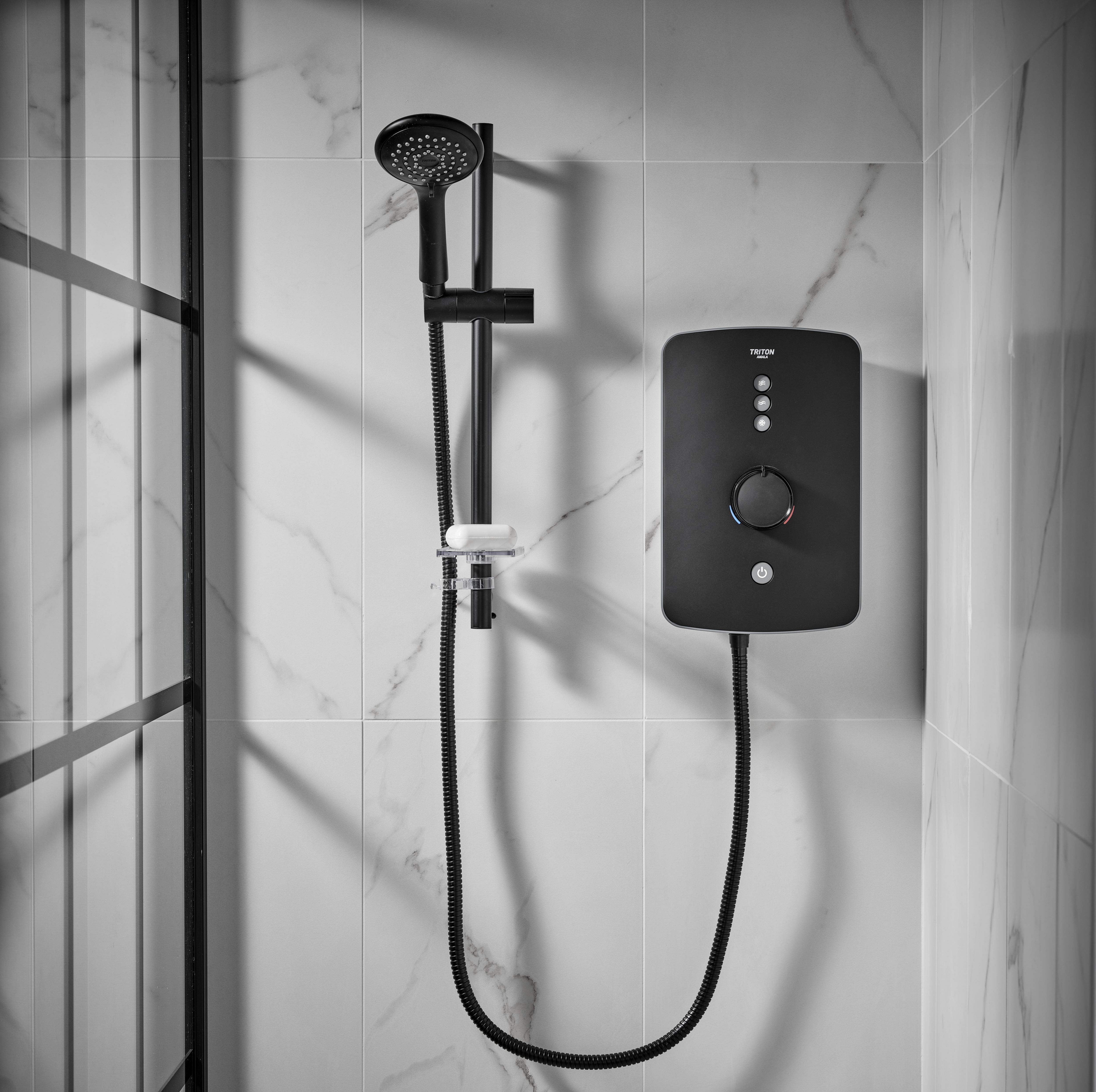 Triton Amala Matt Black Manual Electric Shower, 9.5kW