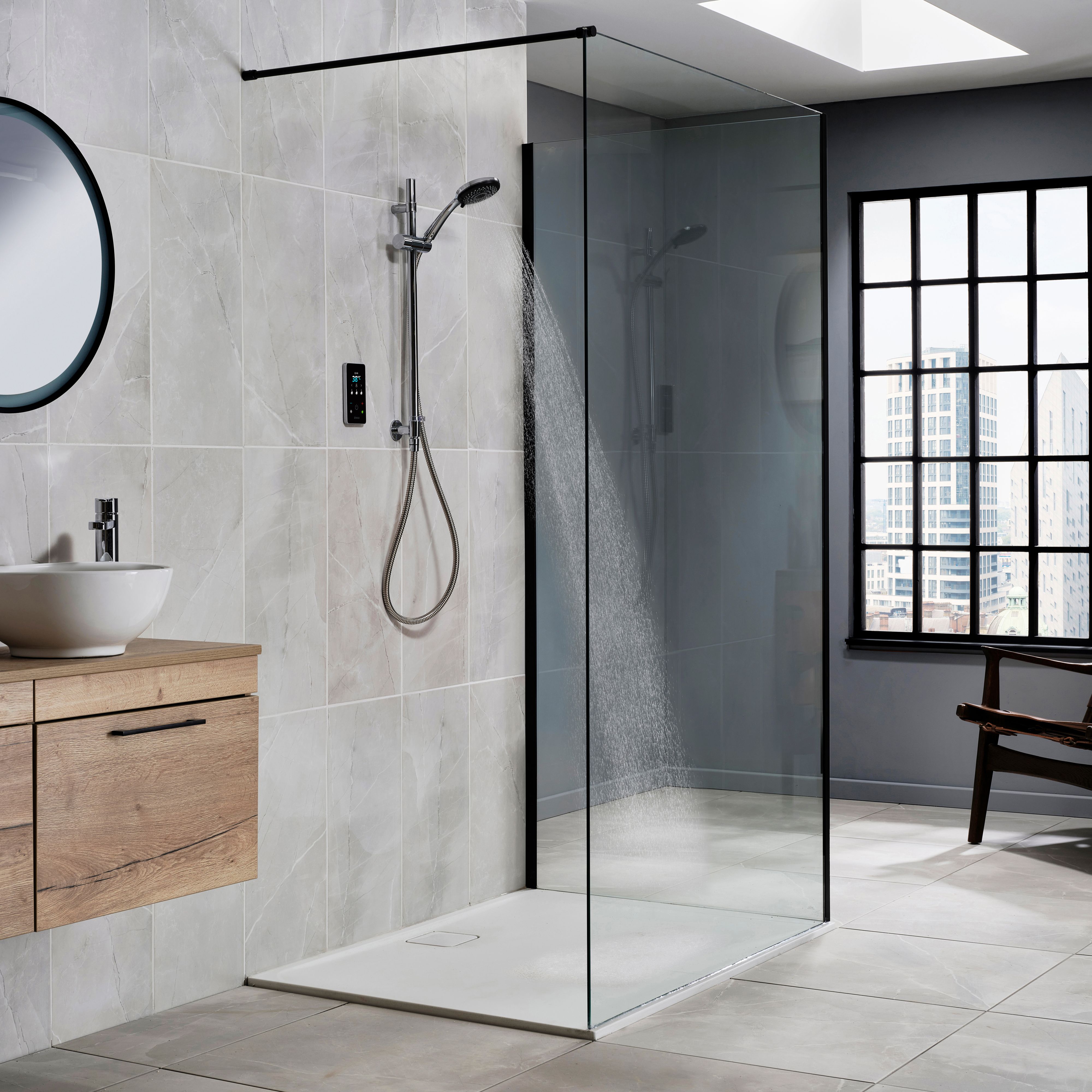 Triton ENVi® Gloss Silver effect Thermostatic Electric Shower, 9kW