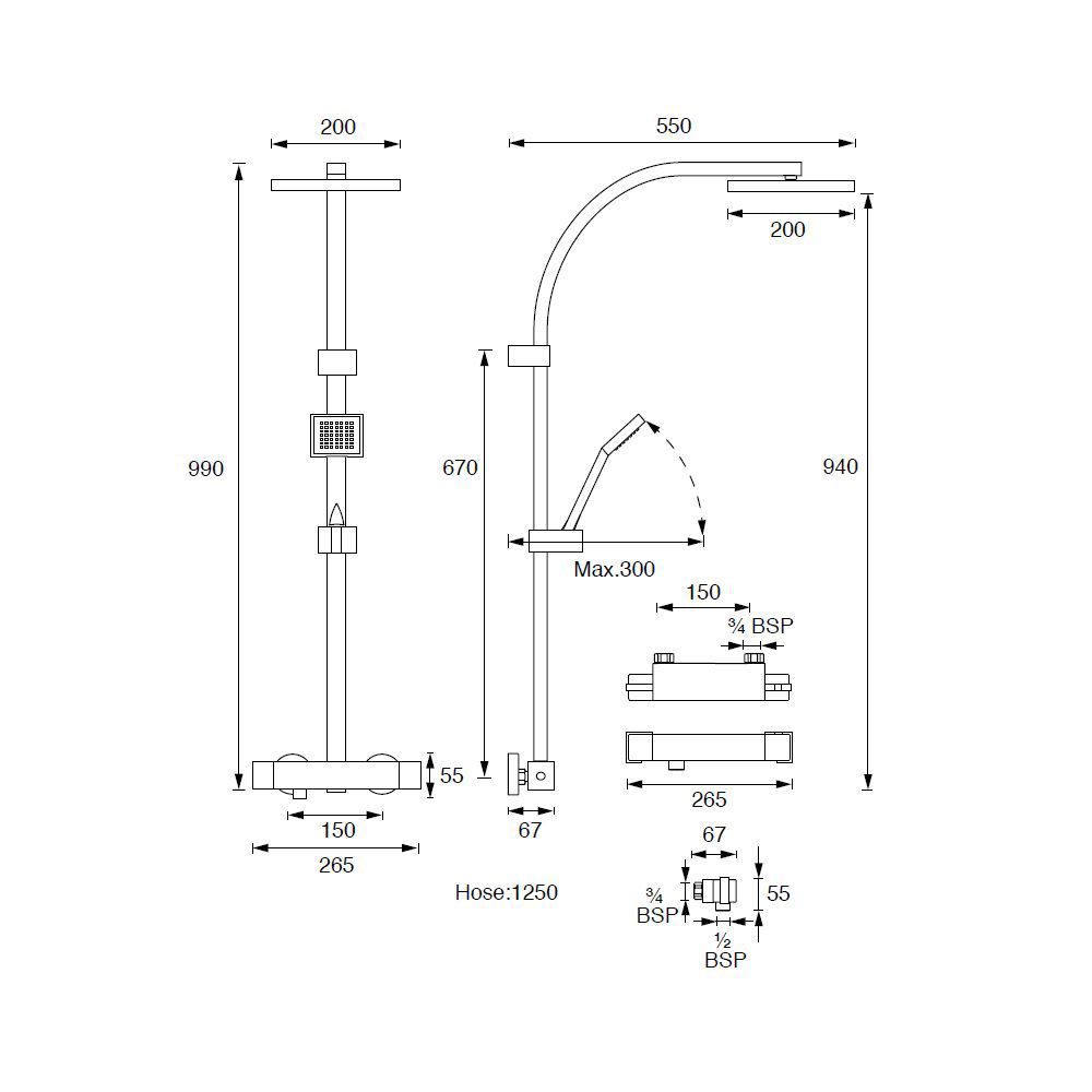 Triton Excellente Chrome effect Rear fed Shower