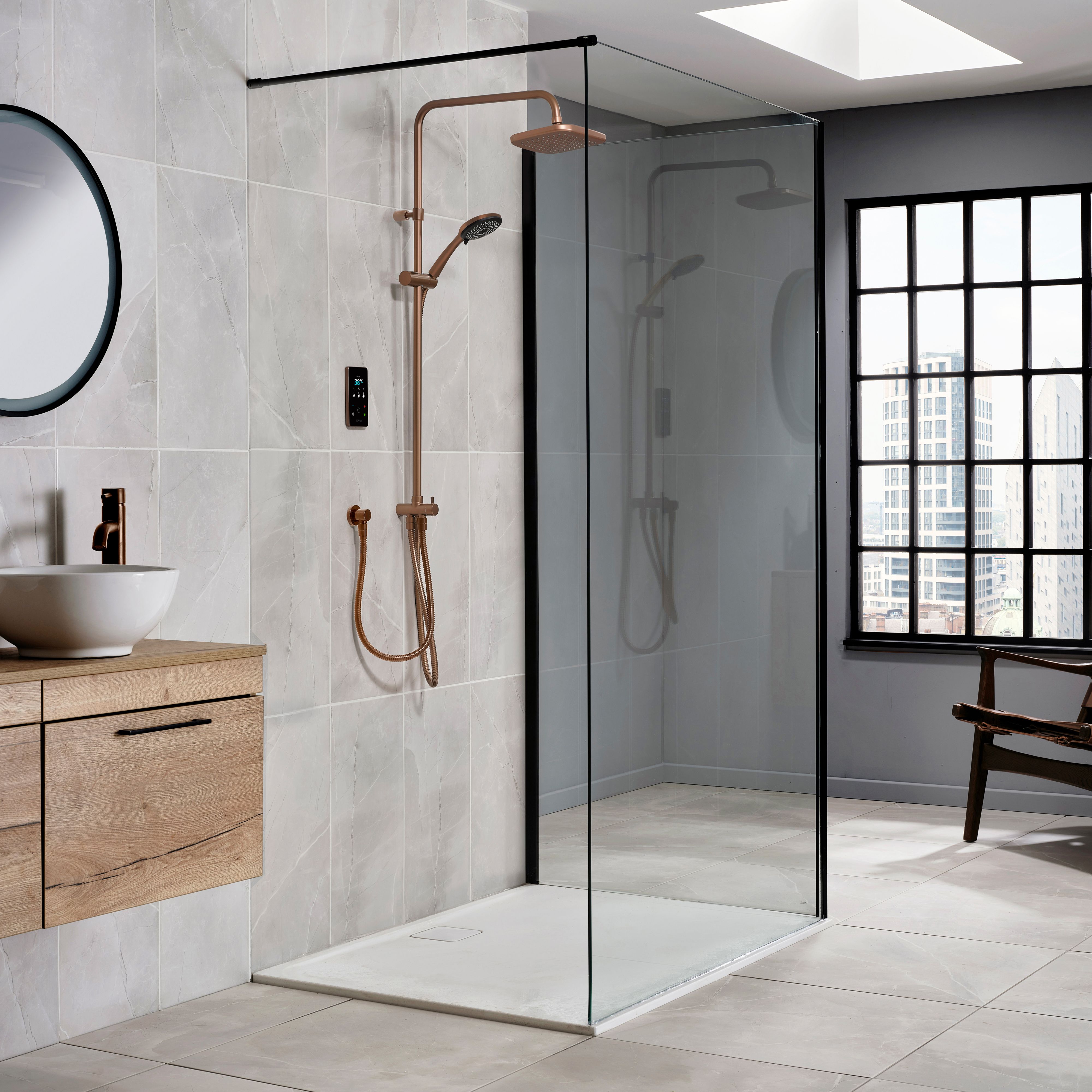 Triton Gloss Copper effect Thermostatic Electric Shower, 9kW