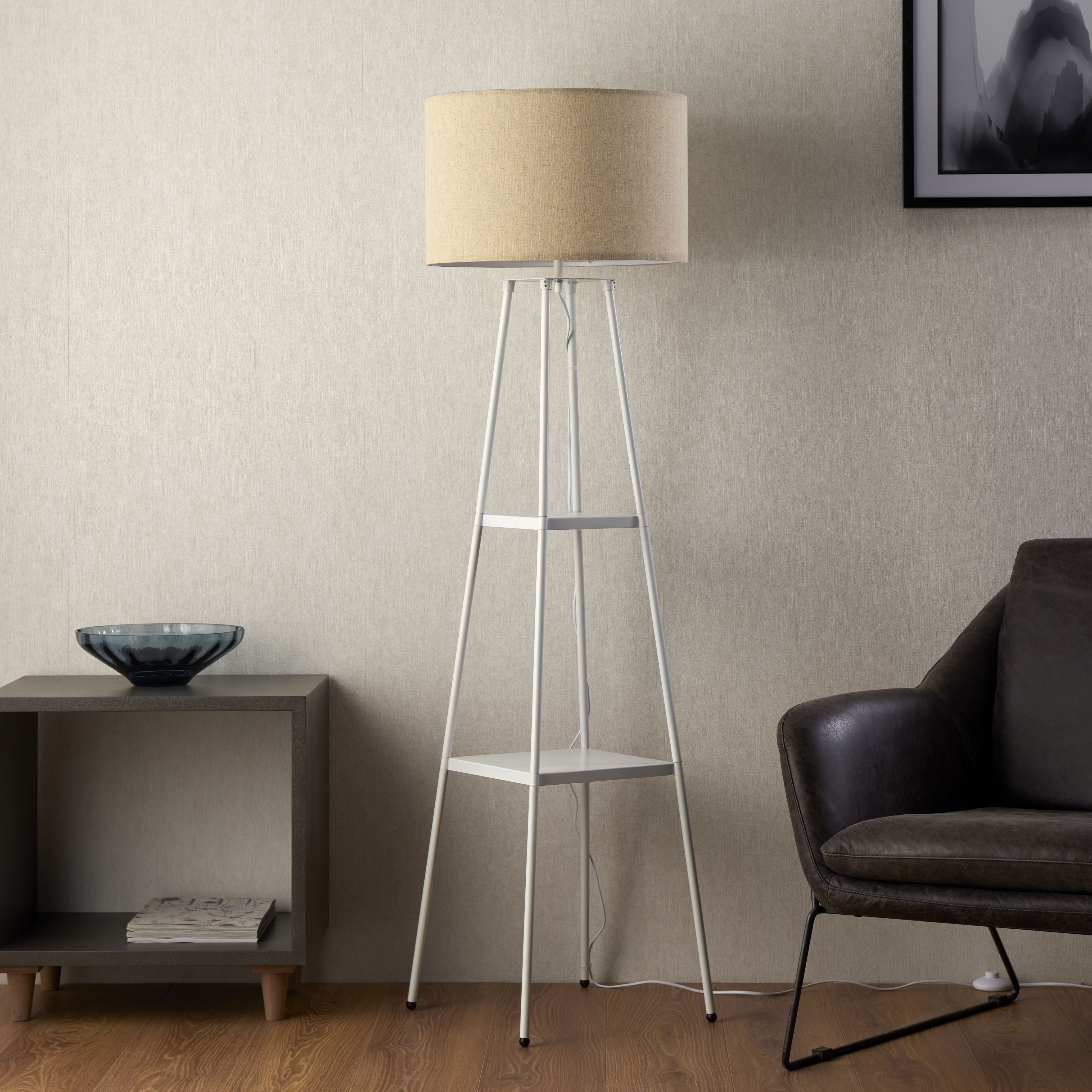 Shelved floor lamp deals grey