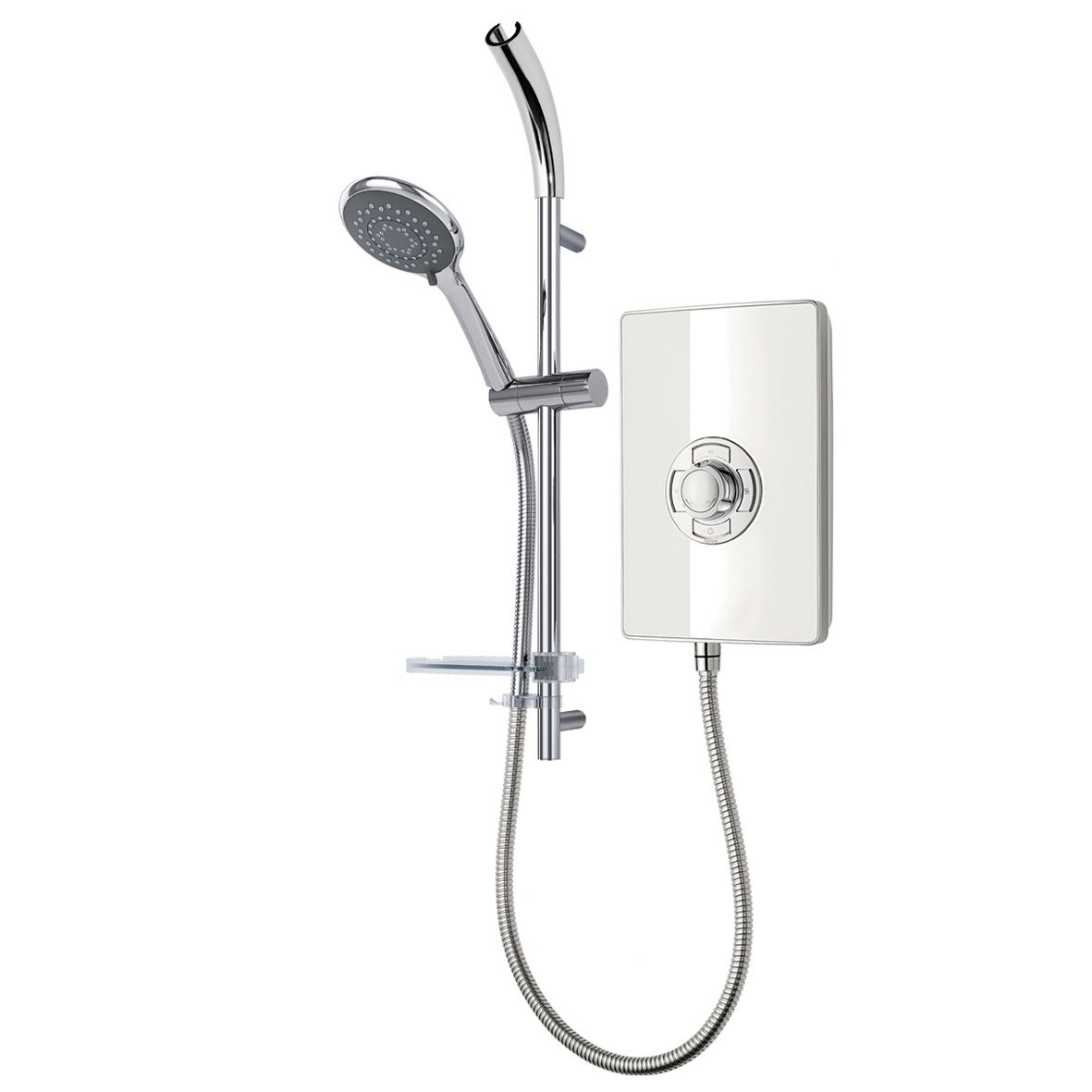 Triton Gloss Silver & white Chrome effect Manual Electric Shower, 8.5kW