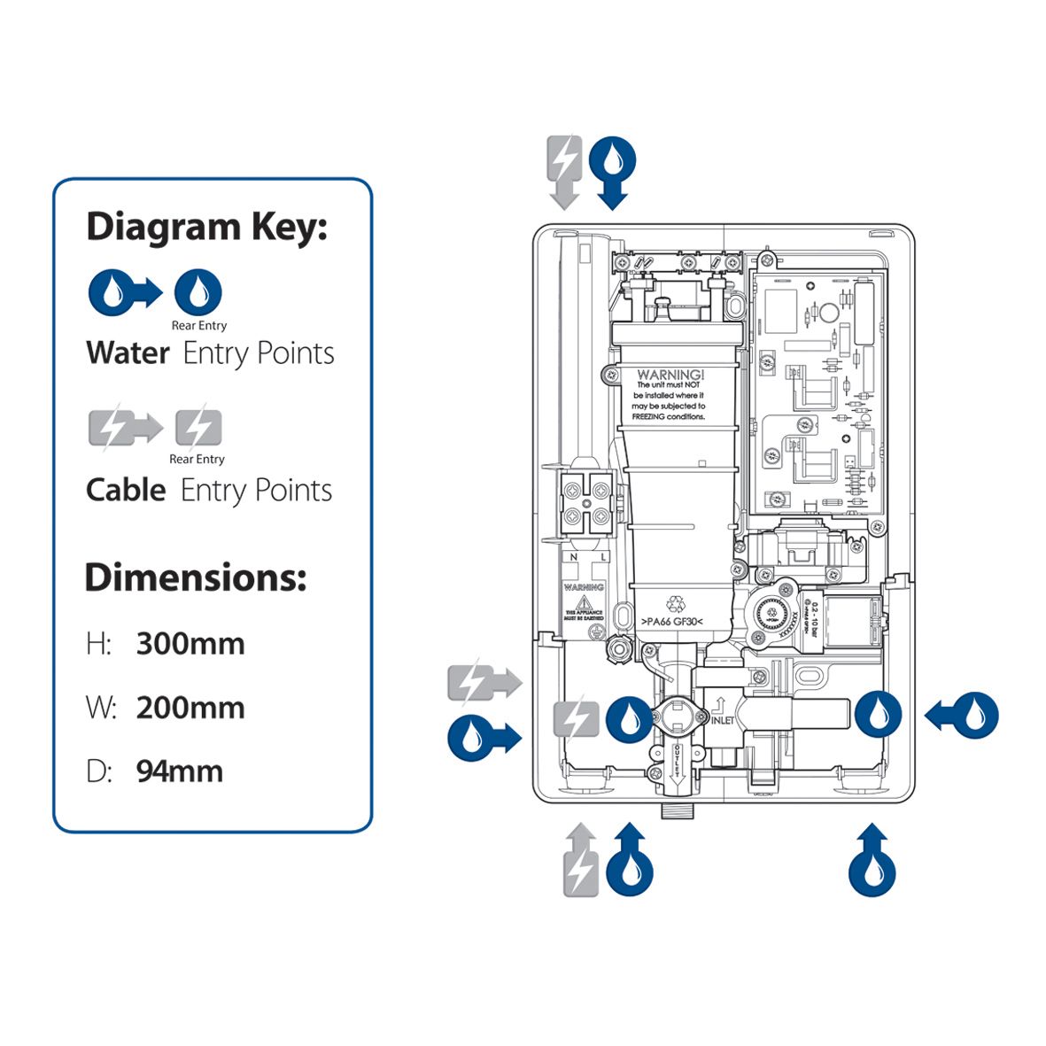 Triton Gloss Silver & white Chrome effect Manual Electric Shower, 8.5kW