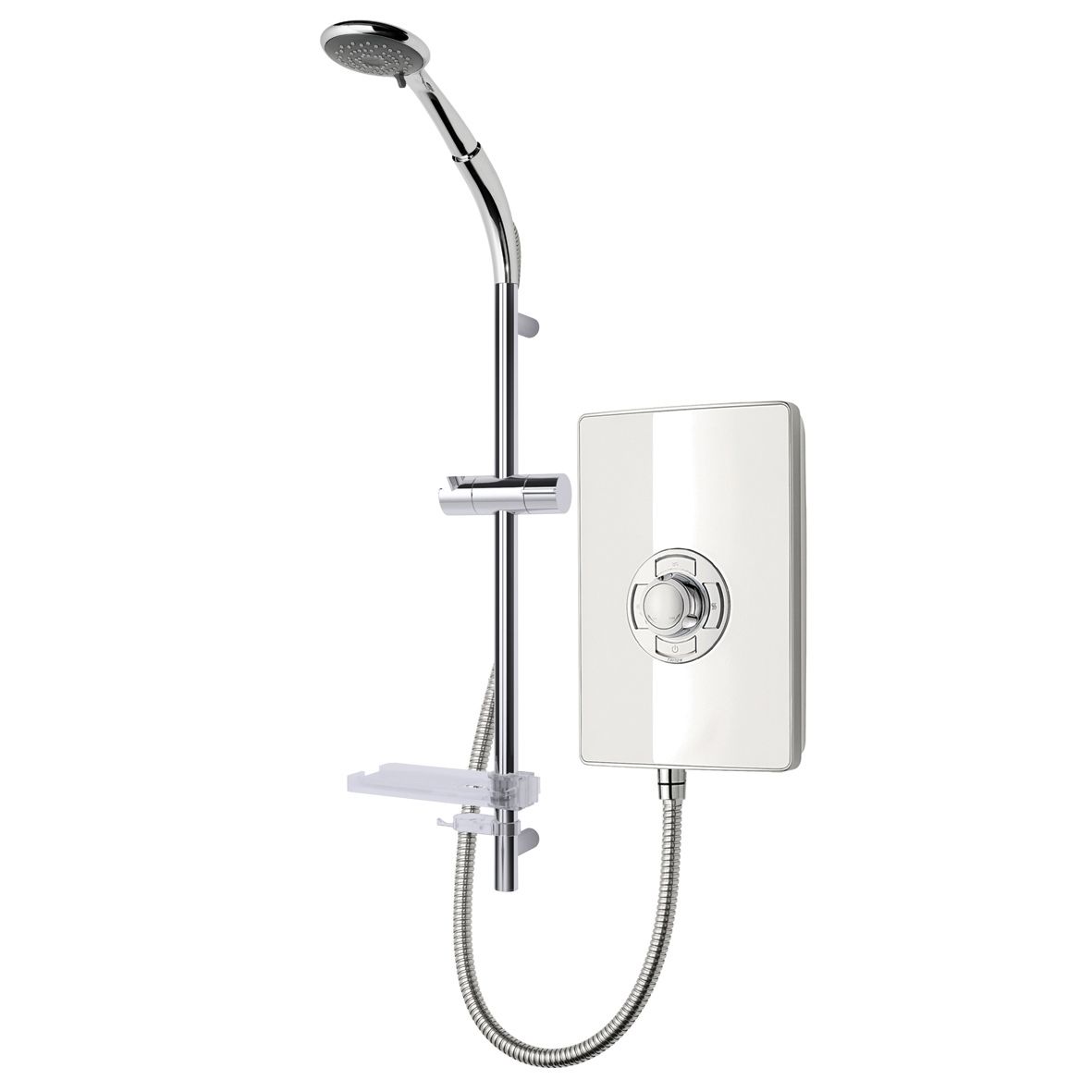 Triton Gloss Silver & white Chrome effect Manual Electric Shower, 8.5kW