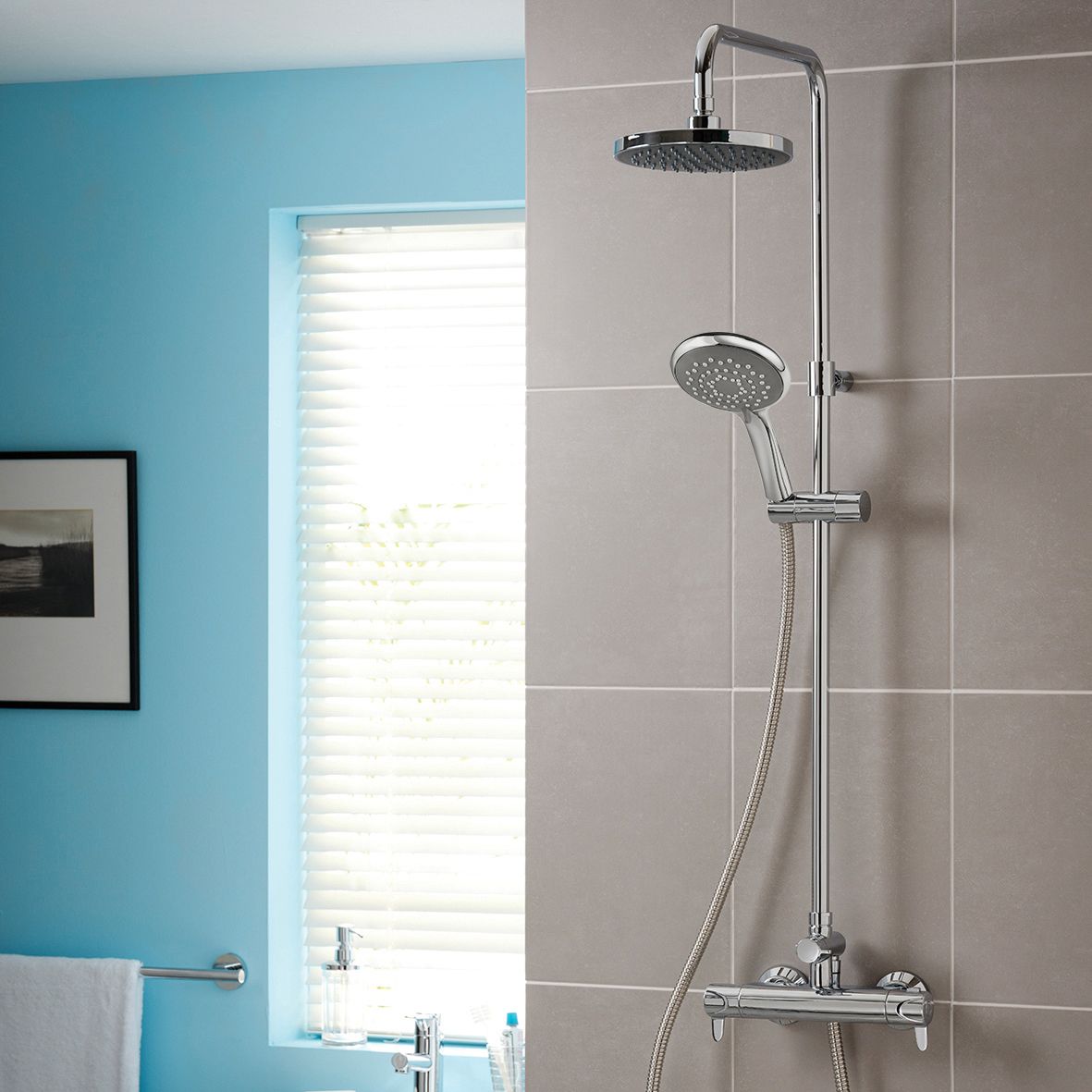 Triton Leona Gloss Chrome effect Wall-mounted Diverter Thermostatic Mixer Shower