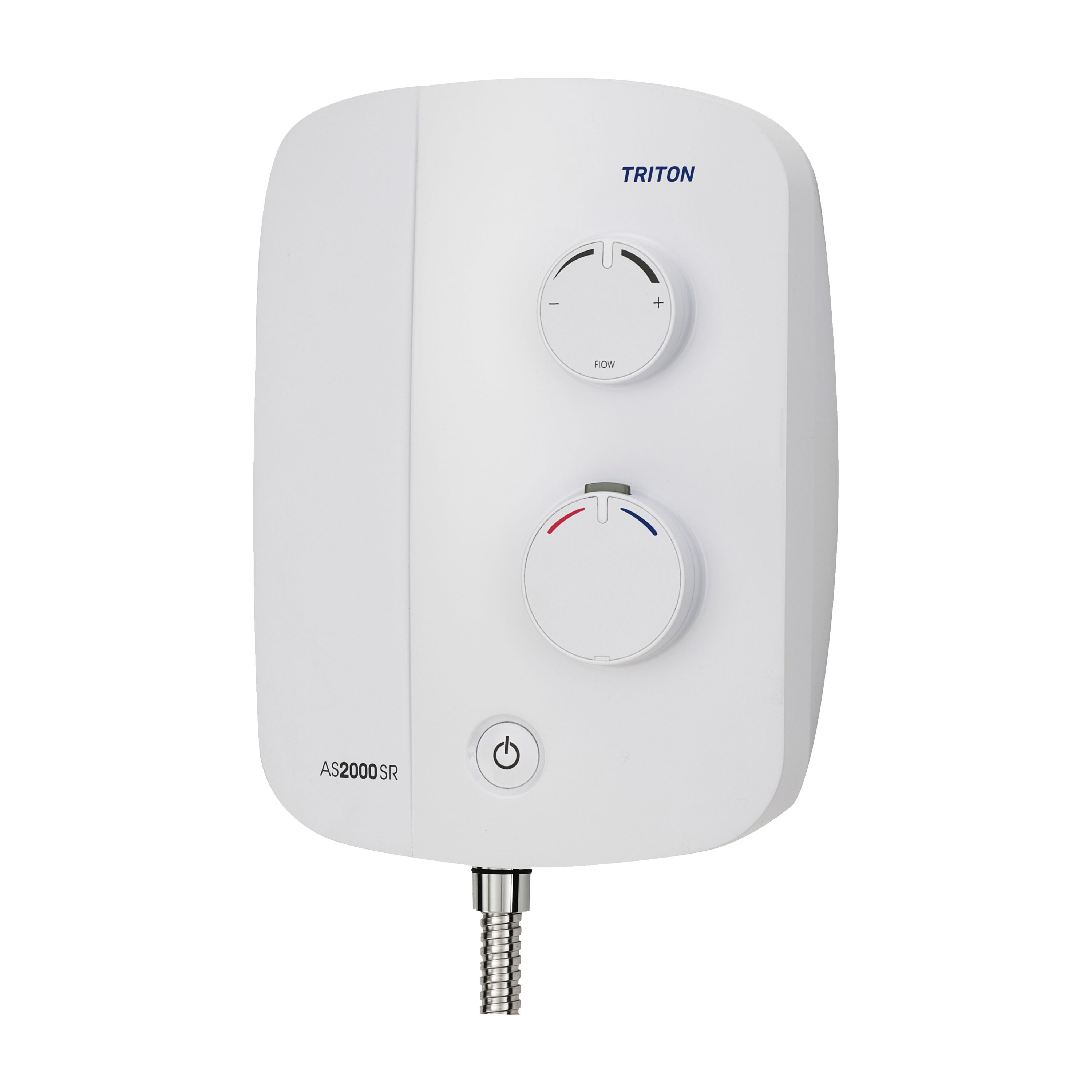 Triton Silent running Gloss Silver & white Chrome effect Wall-mounted Thermostatic Power Shower