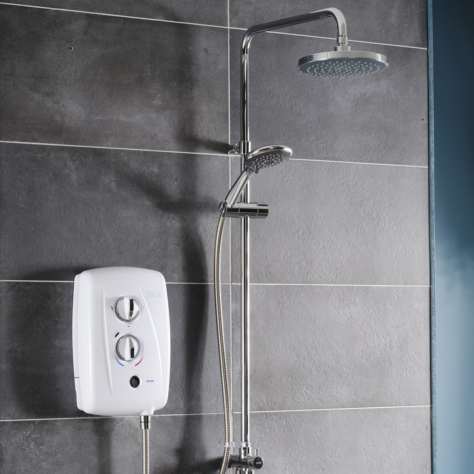Triton T80 Easi-Fit+ DuElec Gloss Chrome effect Electric mixer Shower, 9.5kW