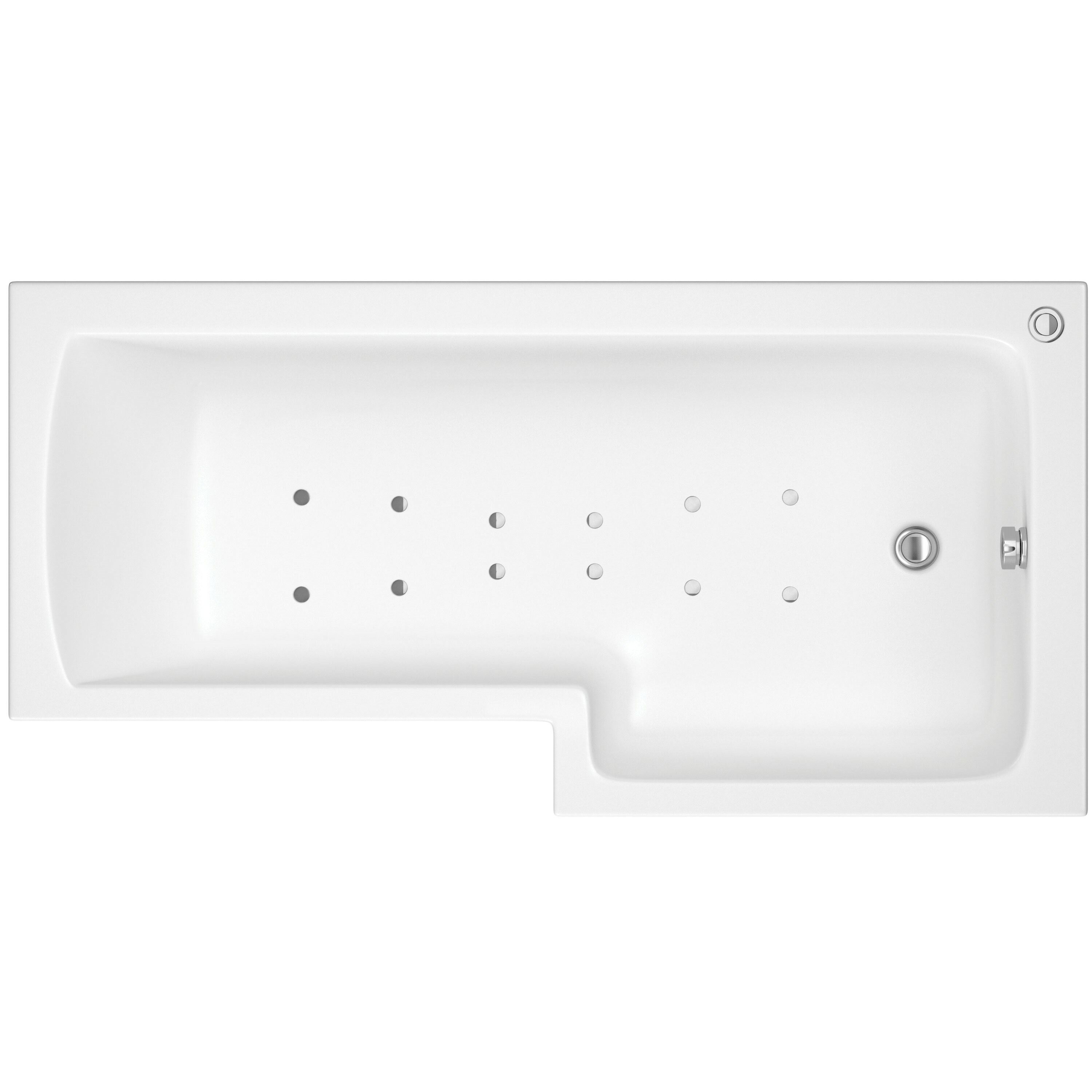 Trojan Baths Left-handed Non-reversible Acrylic L-shaped 12 Left-hand Bath, panel, screen & air spa set, (L)1700mm (W)850mm