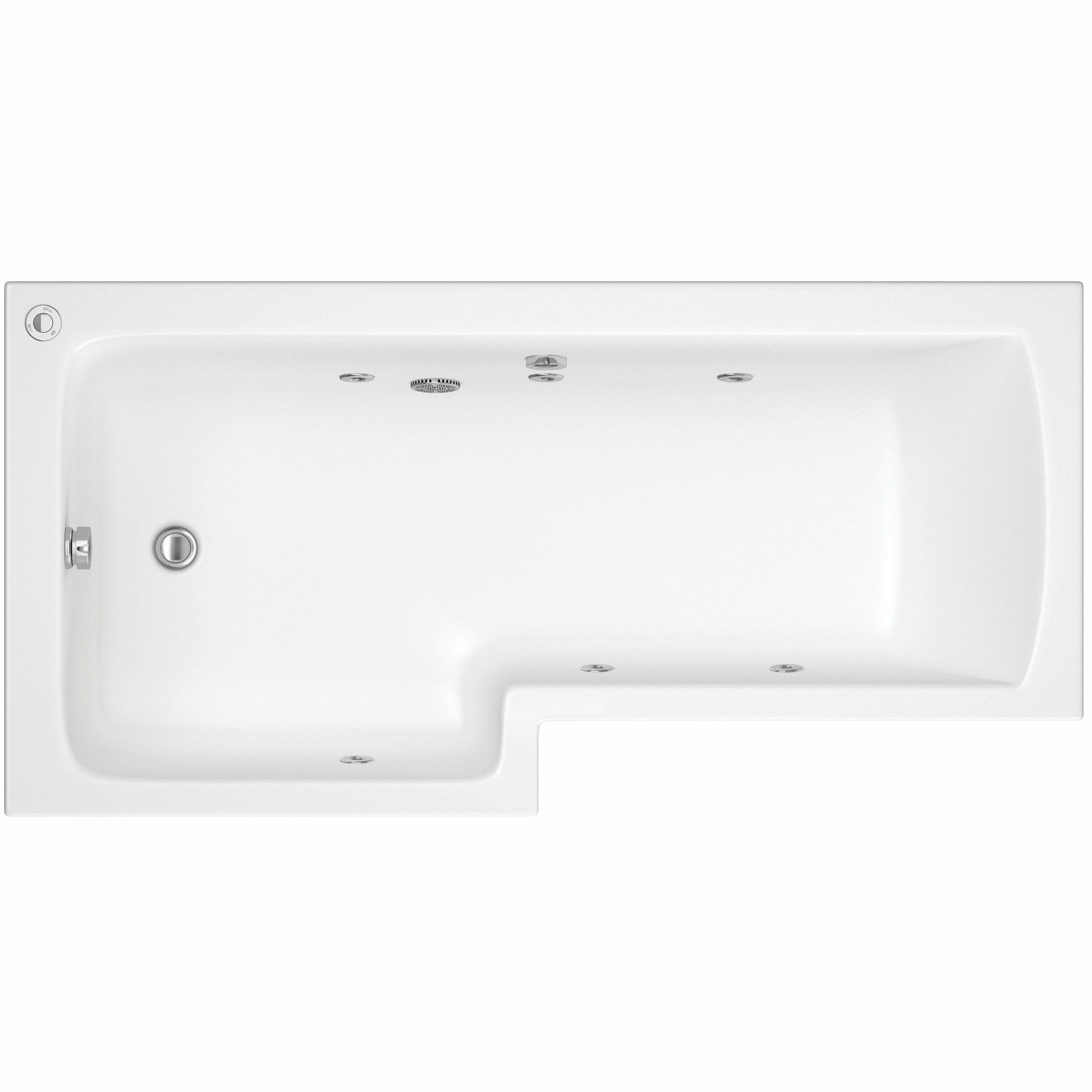 Trojan Baths Left-handed Non-reversible Acrylic L-shaped 6 Left-hand Bath, panel, screen & air spa set, (L)1700mm (W)850mm