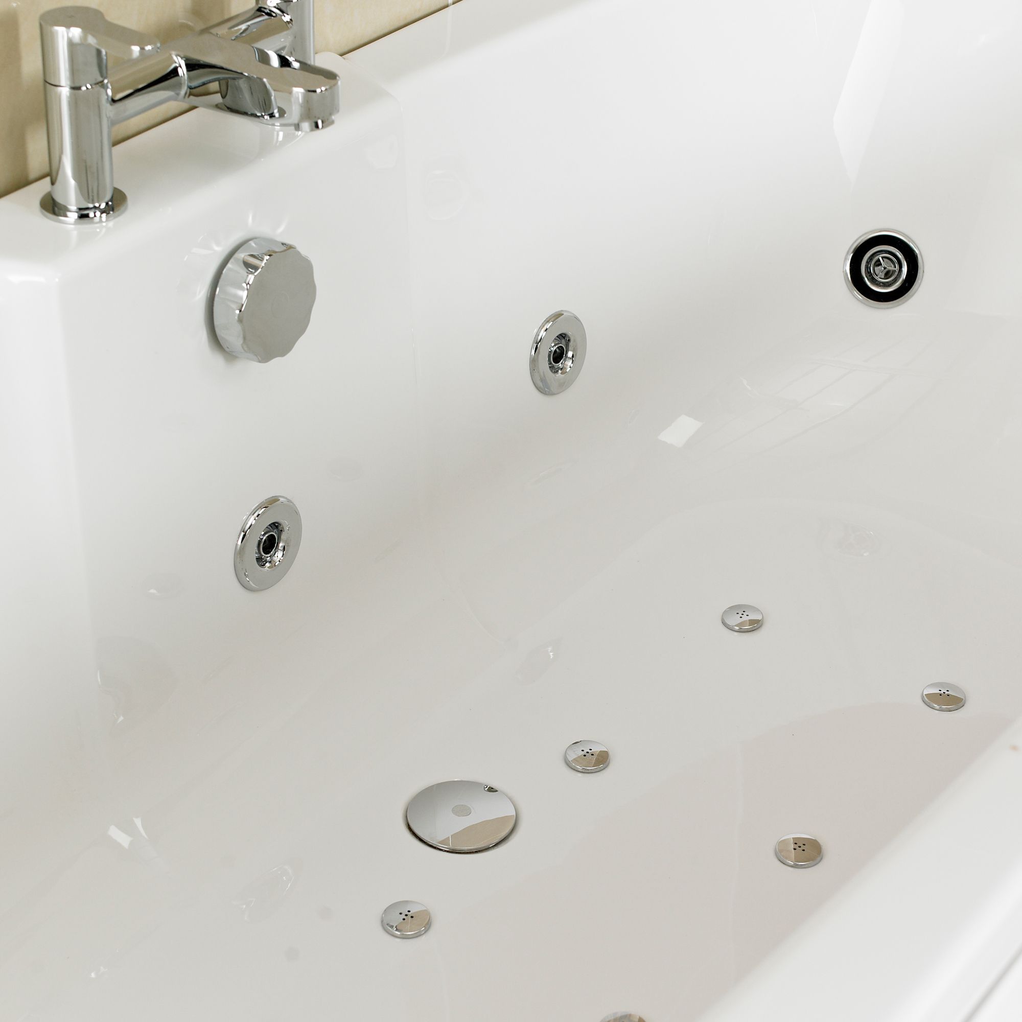 Trojan Baths LH & RH Reversible Acrylic Curved 21 Twin ended Bath, panel & wellness system set, (L)1700mm (W)800mm
